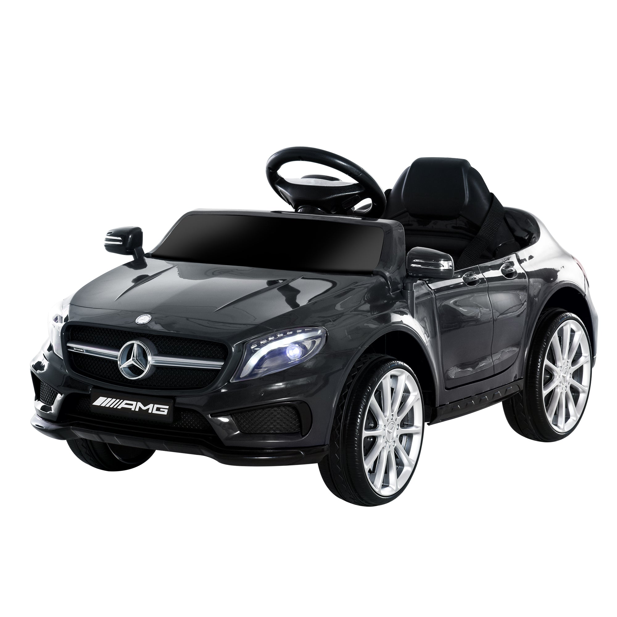 Compatible Kids Children Ride On Car Mercedes Benz GLA Licensed 6V Battery Rechargeable Headlight Music Remote Control High/Low Speed Toy Black-0