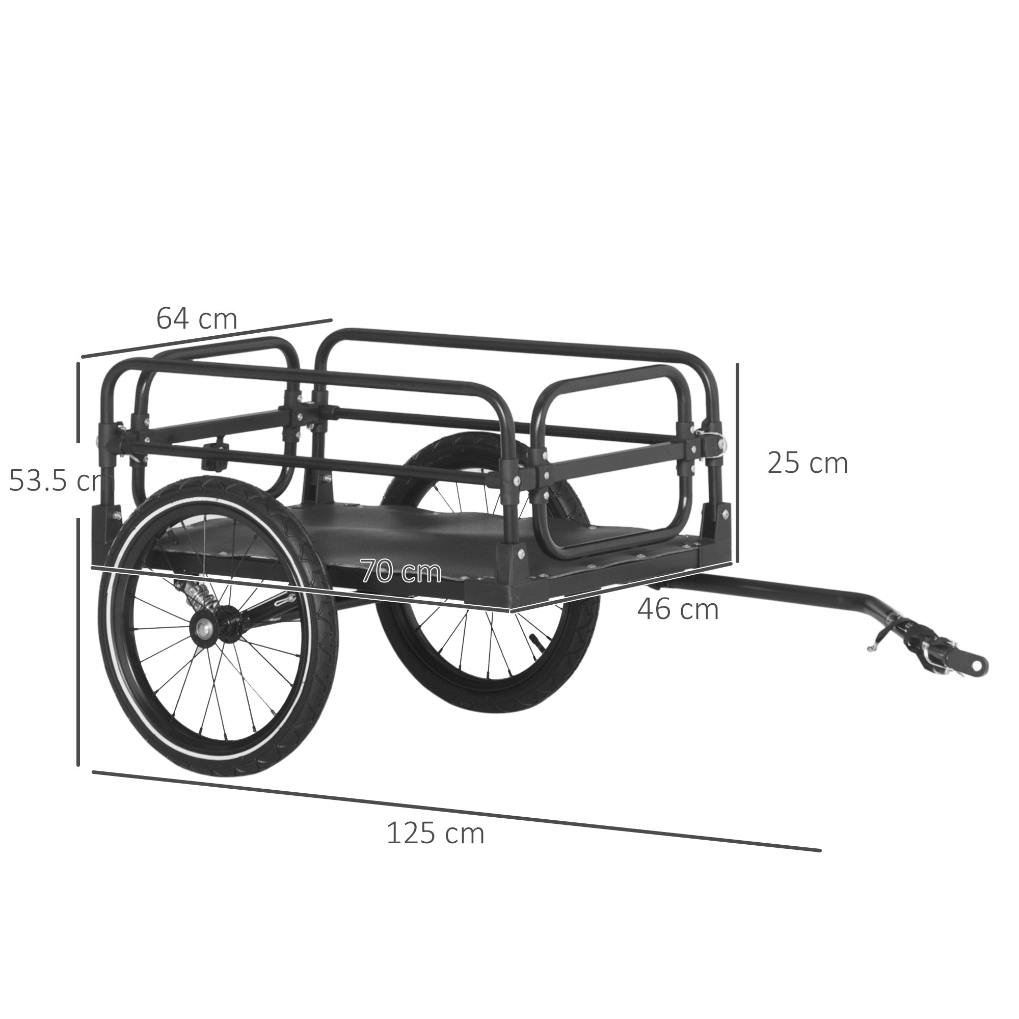 Steel Bike Trailer with Triple Safety, Wagon Bicycle Trailer with Suspension, 2 Wheels Outdoor Storage Carrier, Black-2