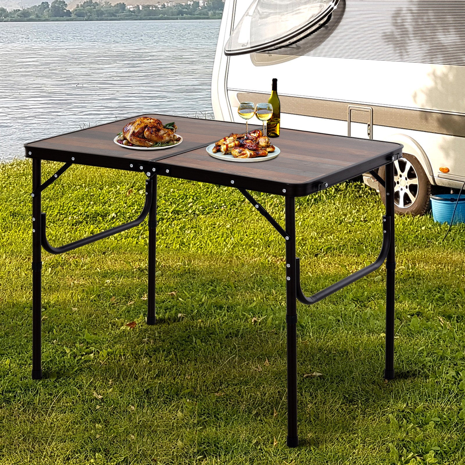 3ft Height Adjustable MDF Folding Camping Table-1
