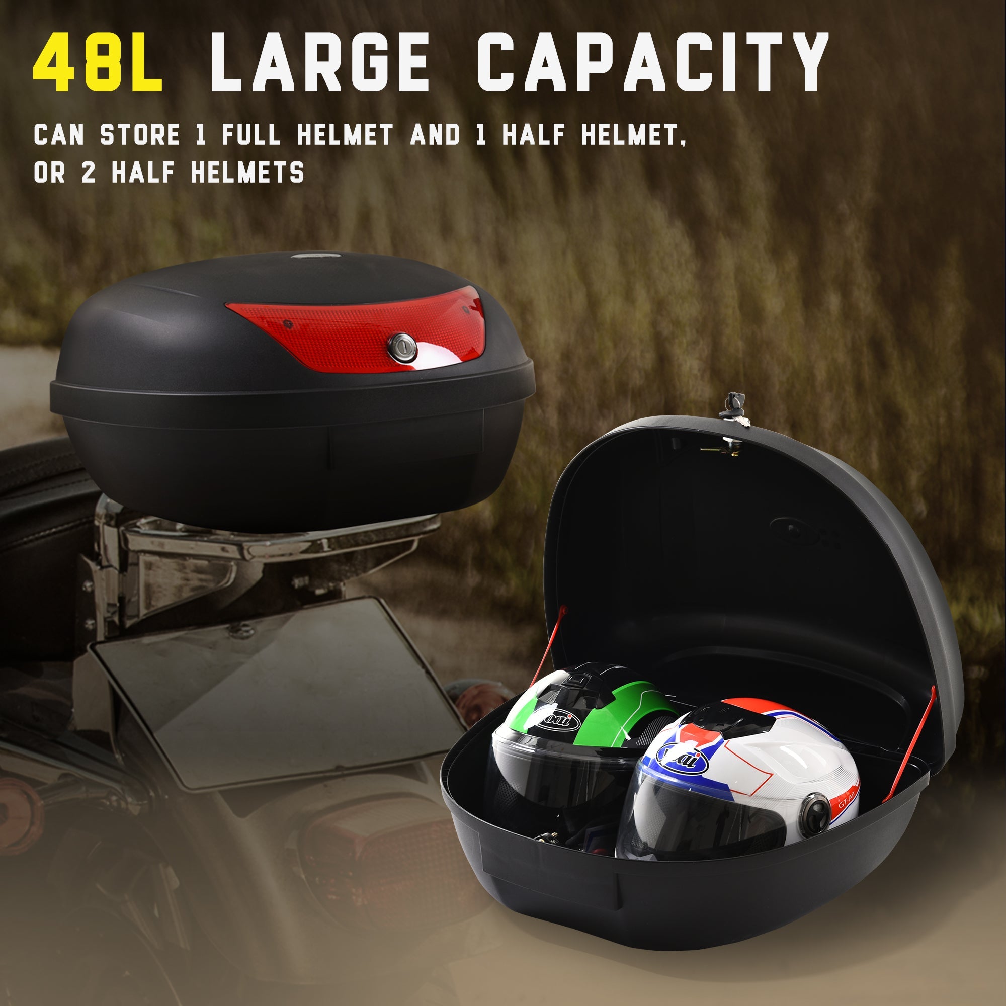 48L Motorcycke Trunk Travel Luggage Storage Box, Can Store Helmet-3