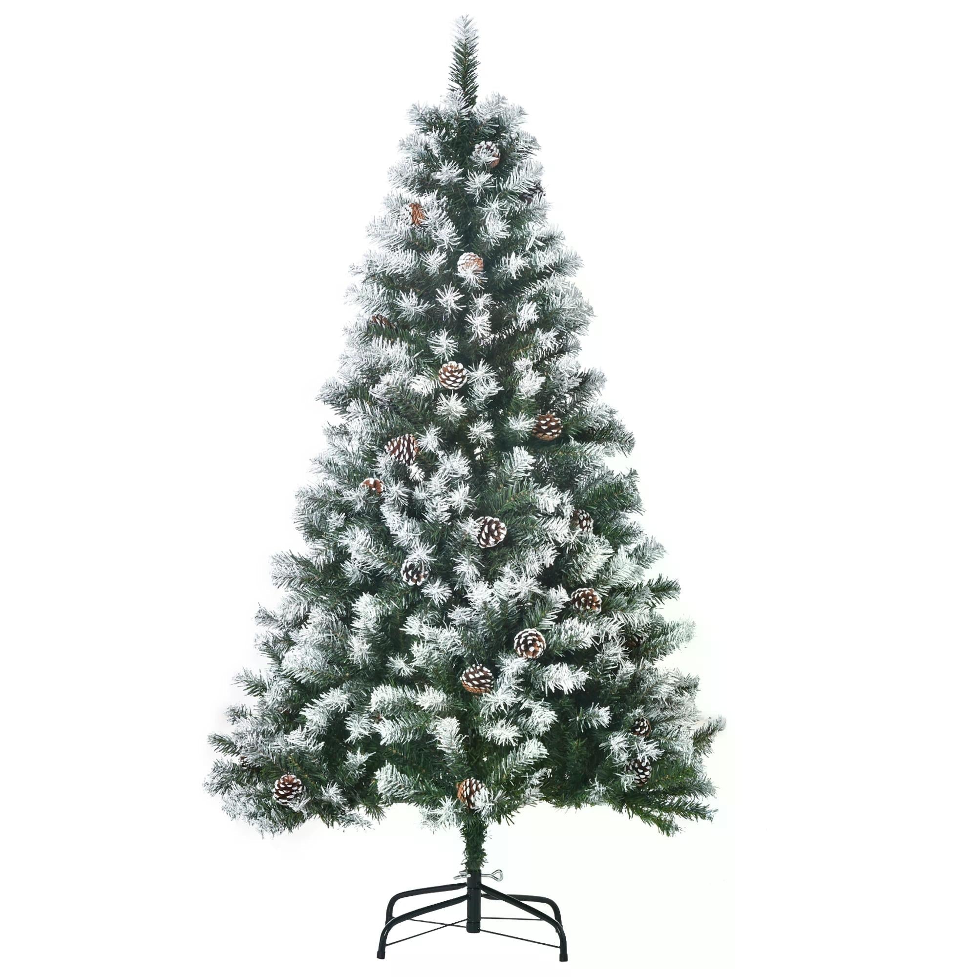 5FT Artificial Christmas Tree with Pine Cones, Holiday Home Xmas Decoration Automatic Open, Green-0