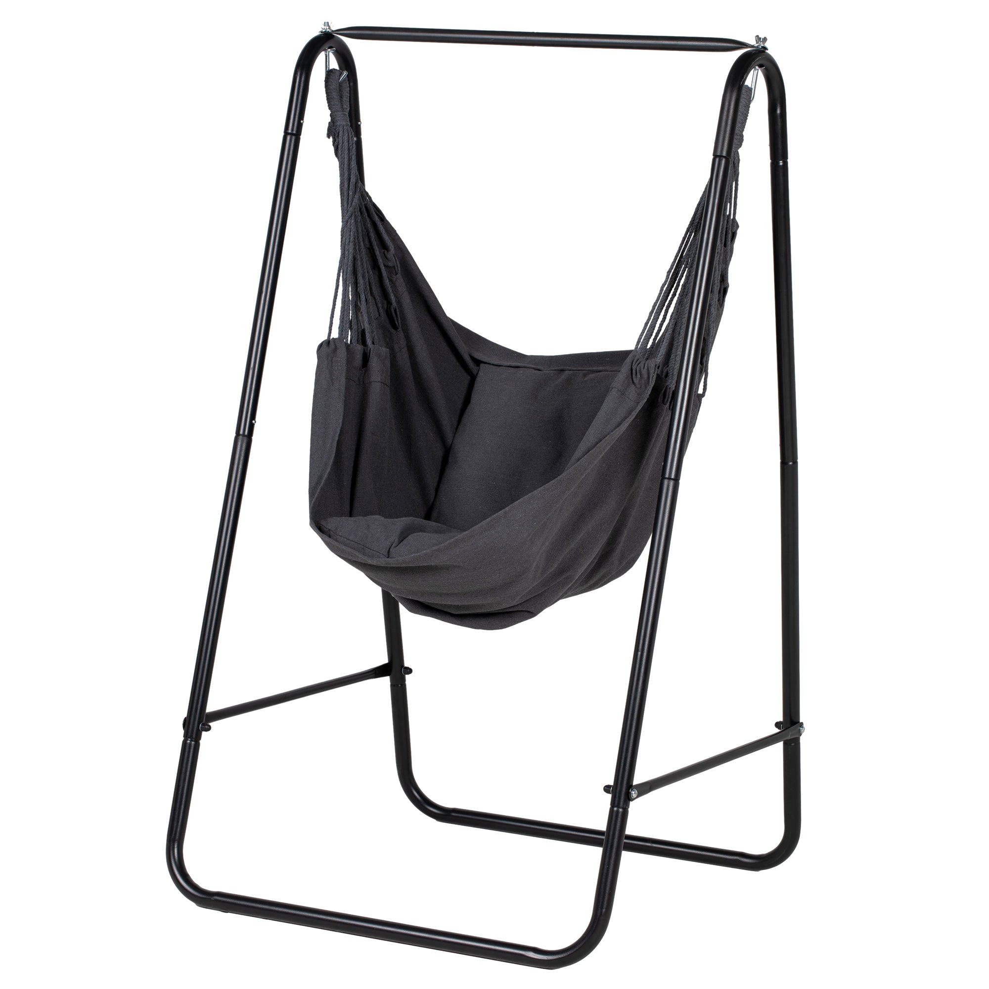 Hammock Chair with Stand, Hammock Swing Chair with Cushion, Dark Grey-0