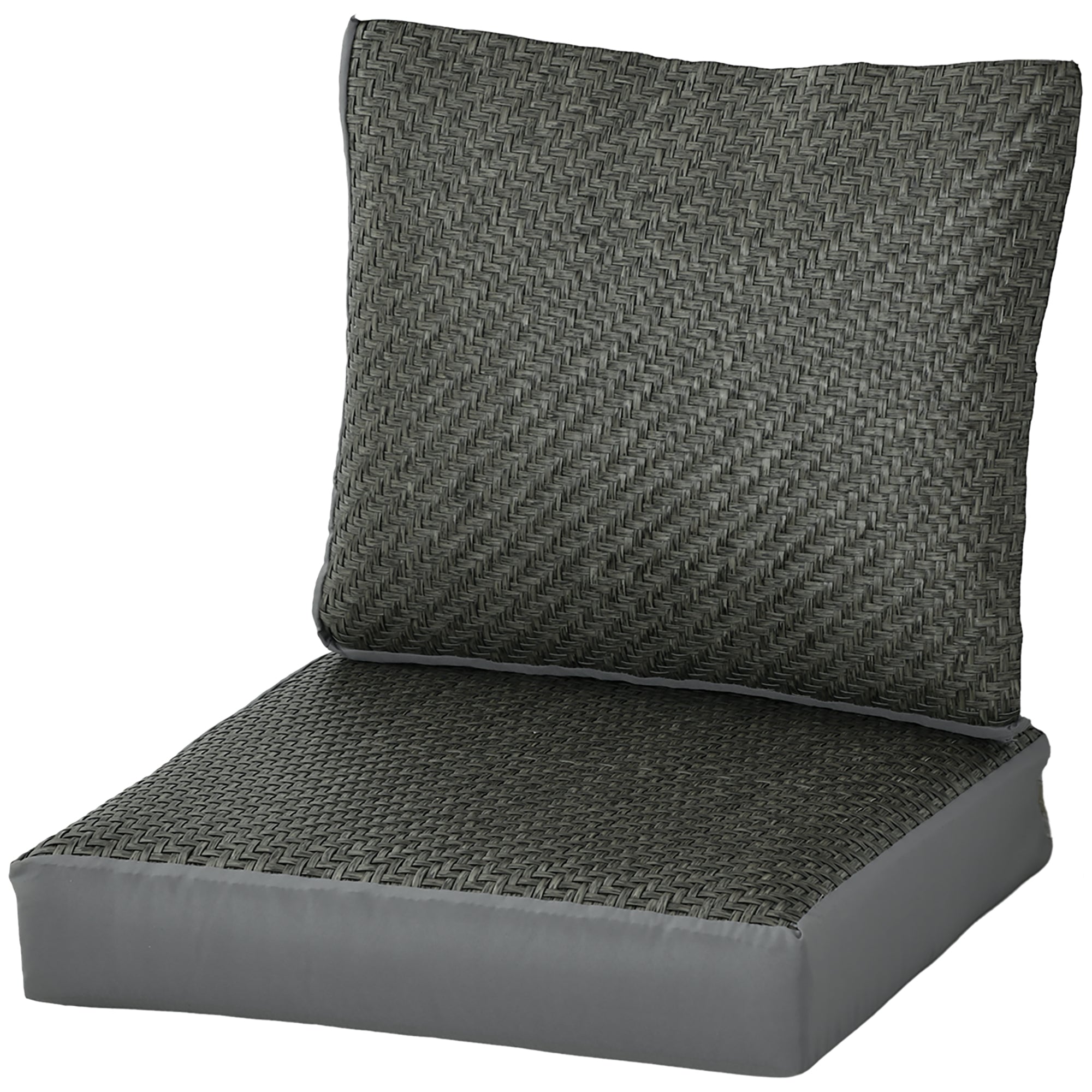 2-Piece Back and Seat Cushion Pillows Replacement, Fabric and PE Rattan Patio Chair Cushions Set, Grey-0