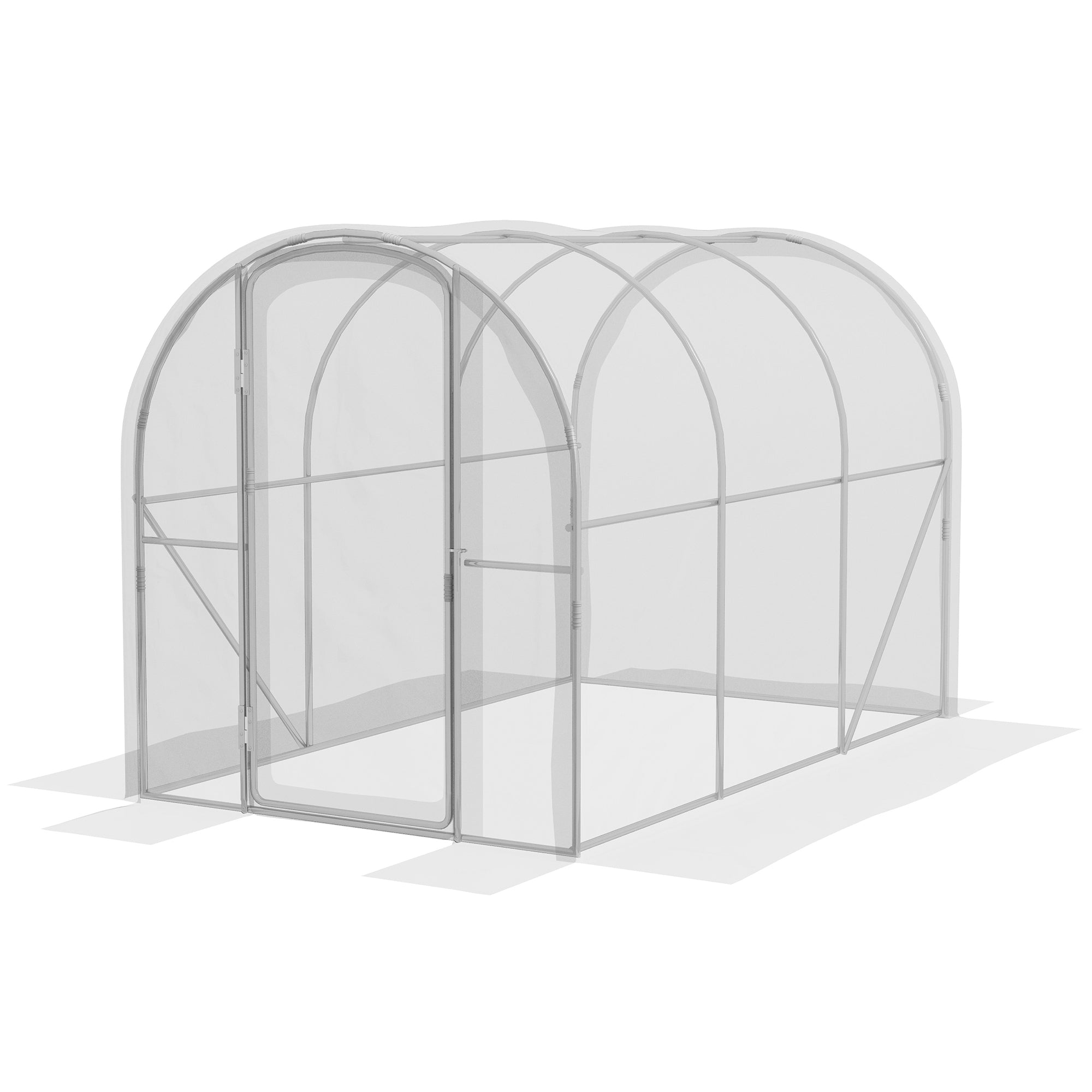 Polytunnel Greenhouse Walk-in Grow House with PE Cover, Door and Galvanised Steel Frame, 3 x 2 x 2m, Clear-0