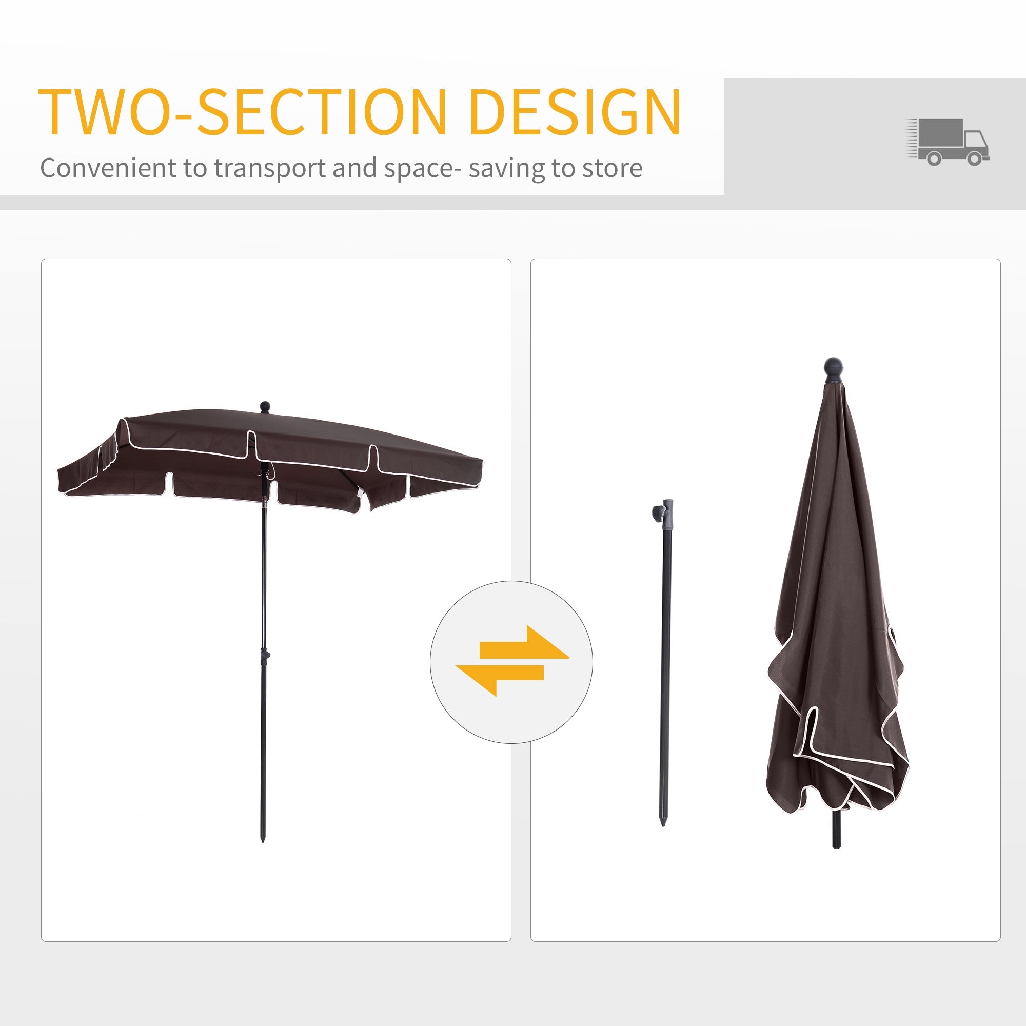 Aluminum Umbrella Parasol-Brown-4