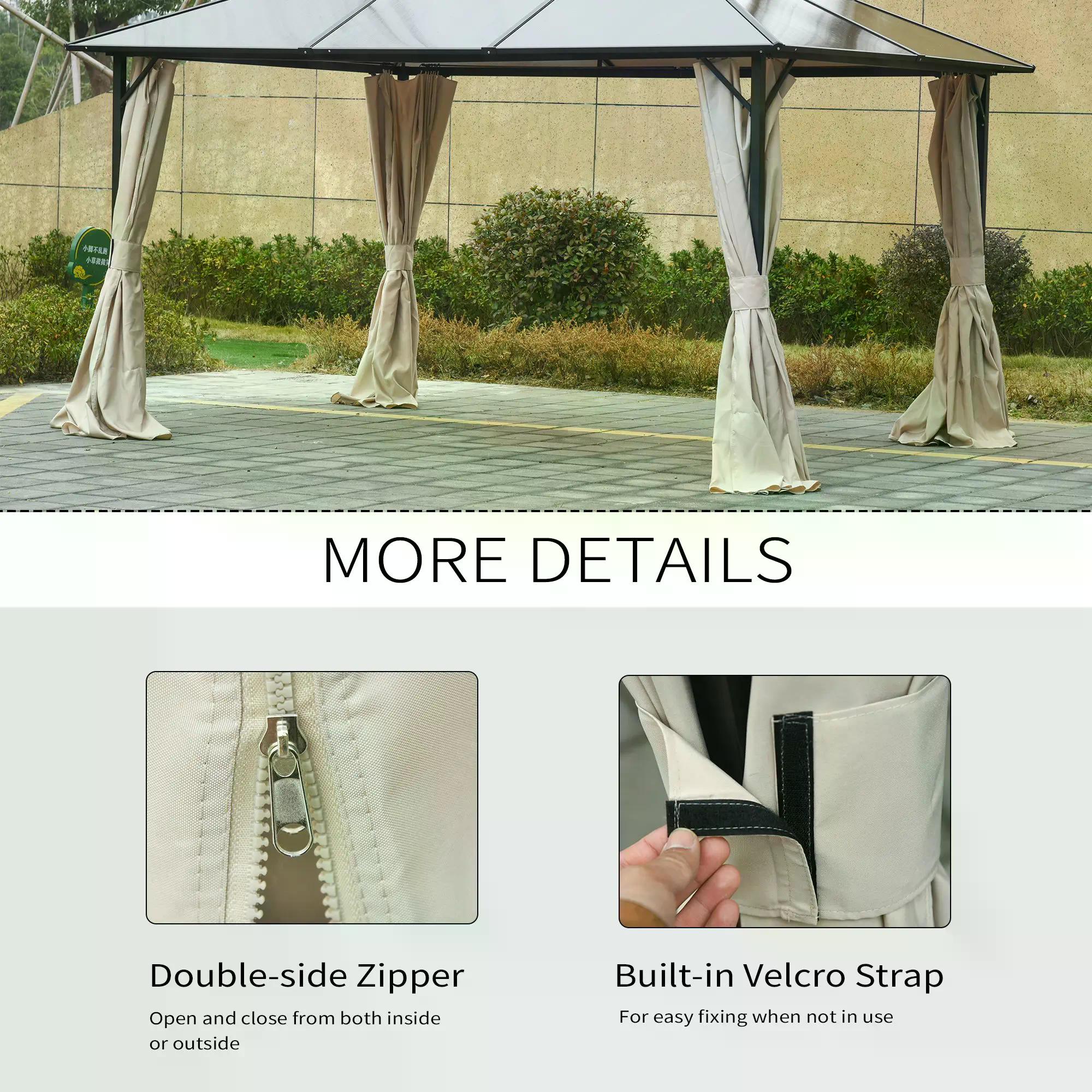4 Pack Universal Gazebo Replacement Sidewalls Privacy Panel for Most 3 x 3m Gazebo Canopy Pavillion Outdoor Shelter Curtains Beige-4