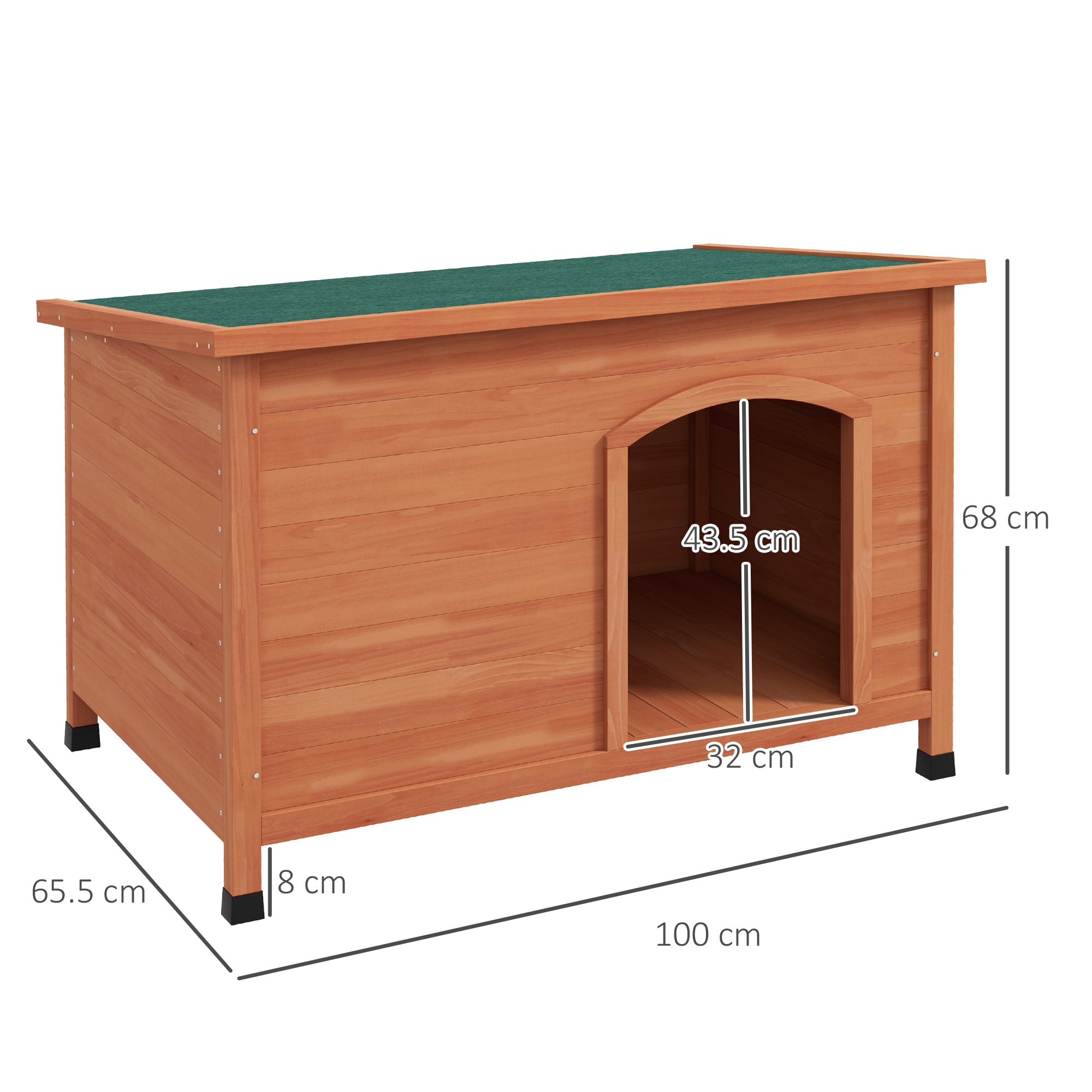 Wooden Dog Kennel, Outdoor Pet House, with Removable Floor, Openable Roof, Water-Resistant Paint - Natural Wood Tone-2
