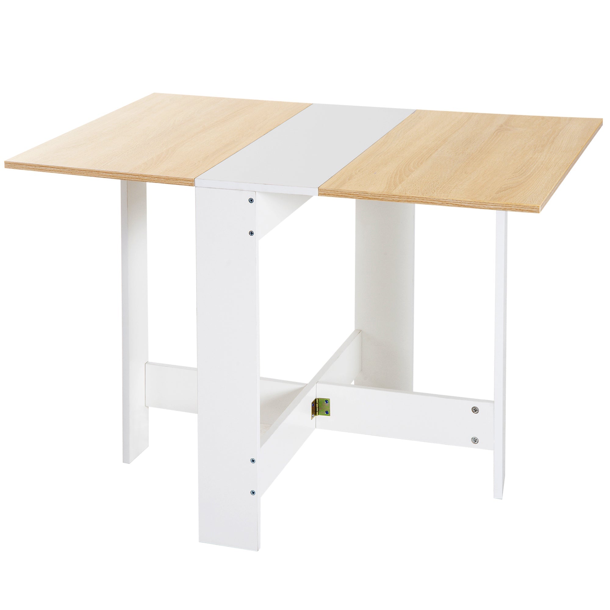 Particle Board Wooden Foldable Dining Table Writing Computer Desk PC Workstation Space Saving Home Office Oak & White-0
