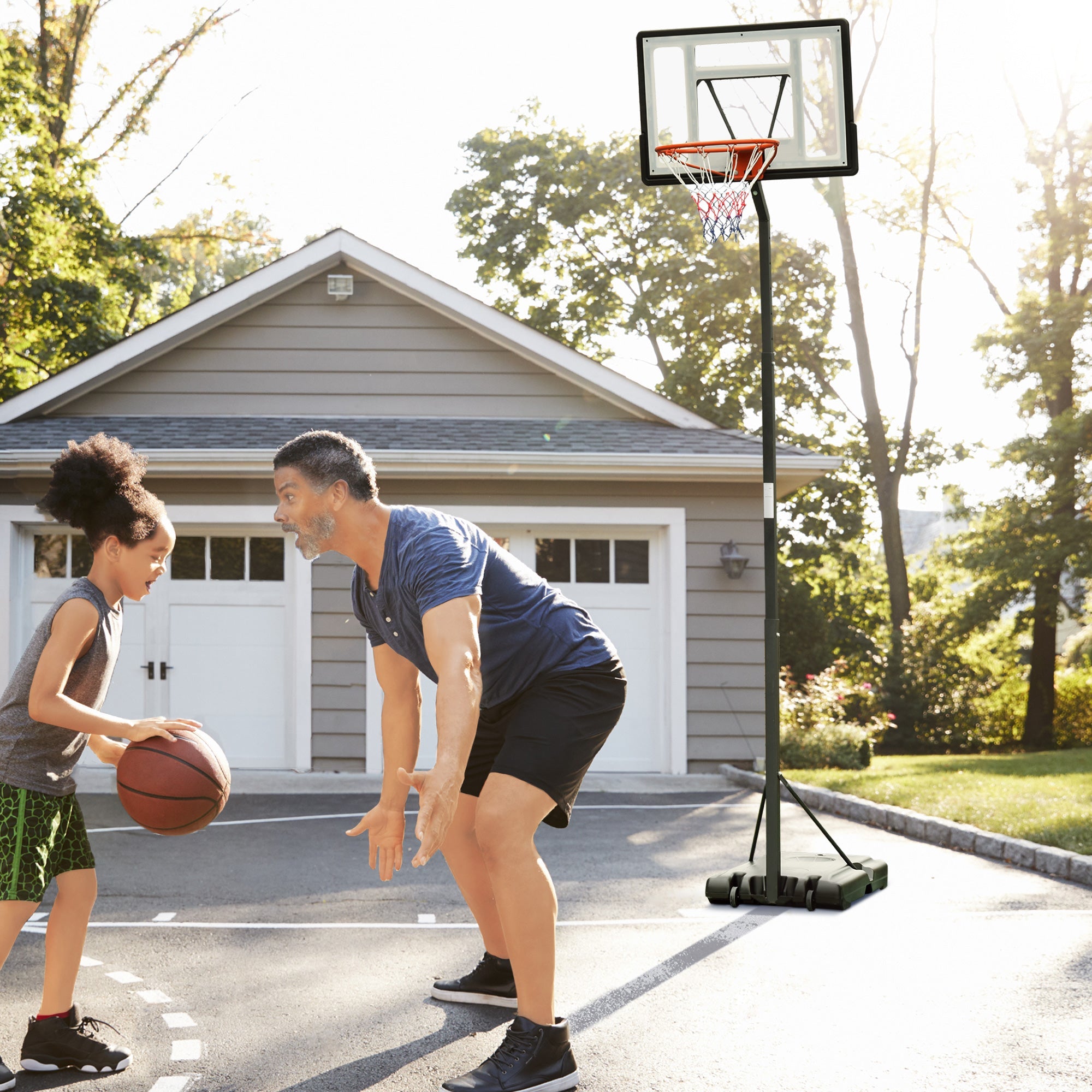 Basketball Hoop Freestanding 255-305cm Hoop Height Adjustable Stand with Backboard Wheels for Teens Adults Black-1