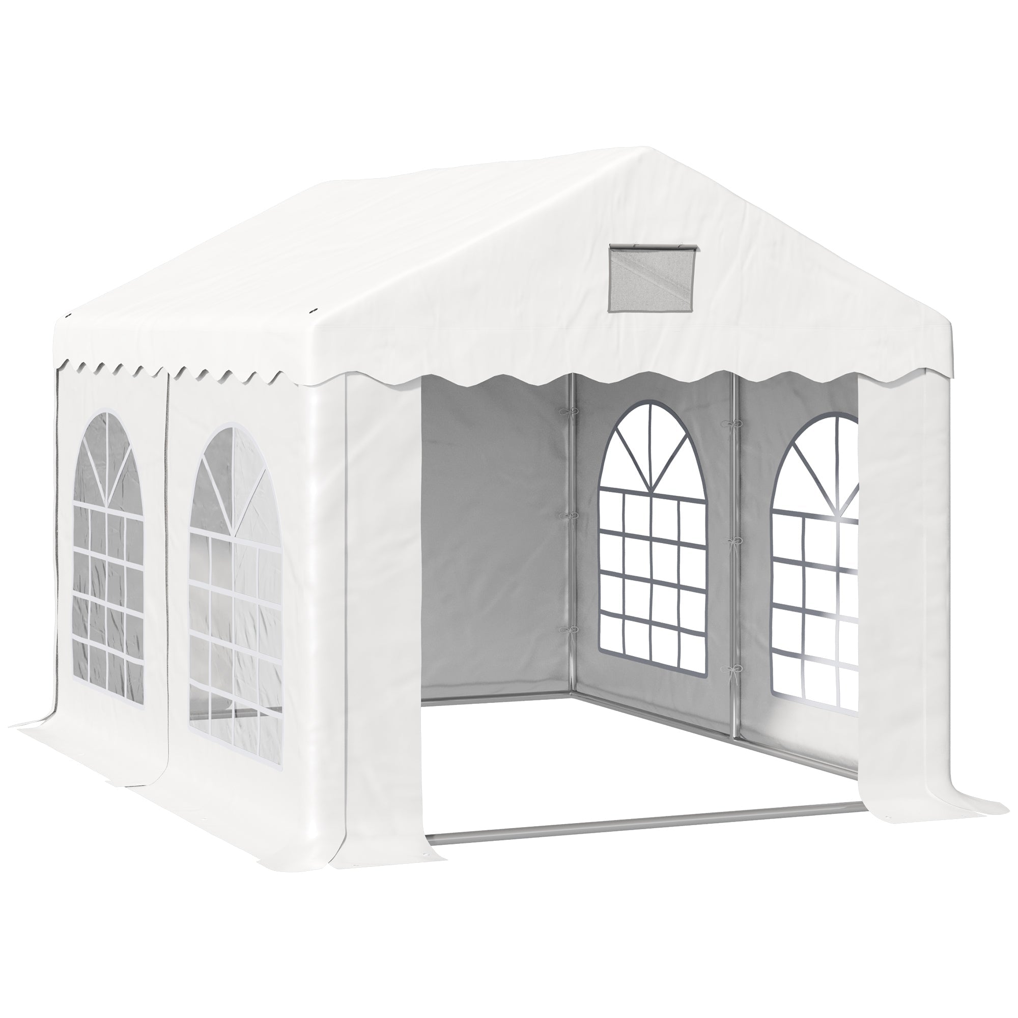 4 x 3 m Gazebo Canopy Party Tent with 4 Removable Side Walls and Windows for Outdoor Event, White-0