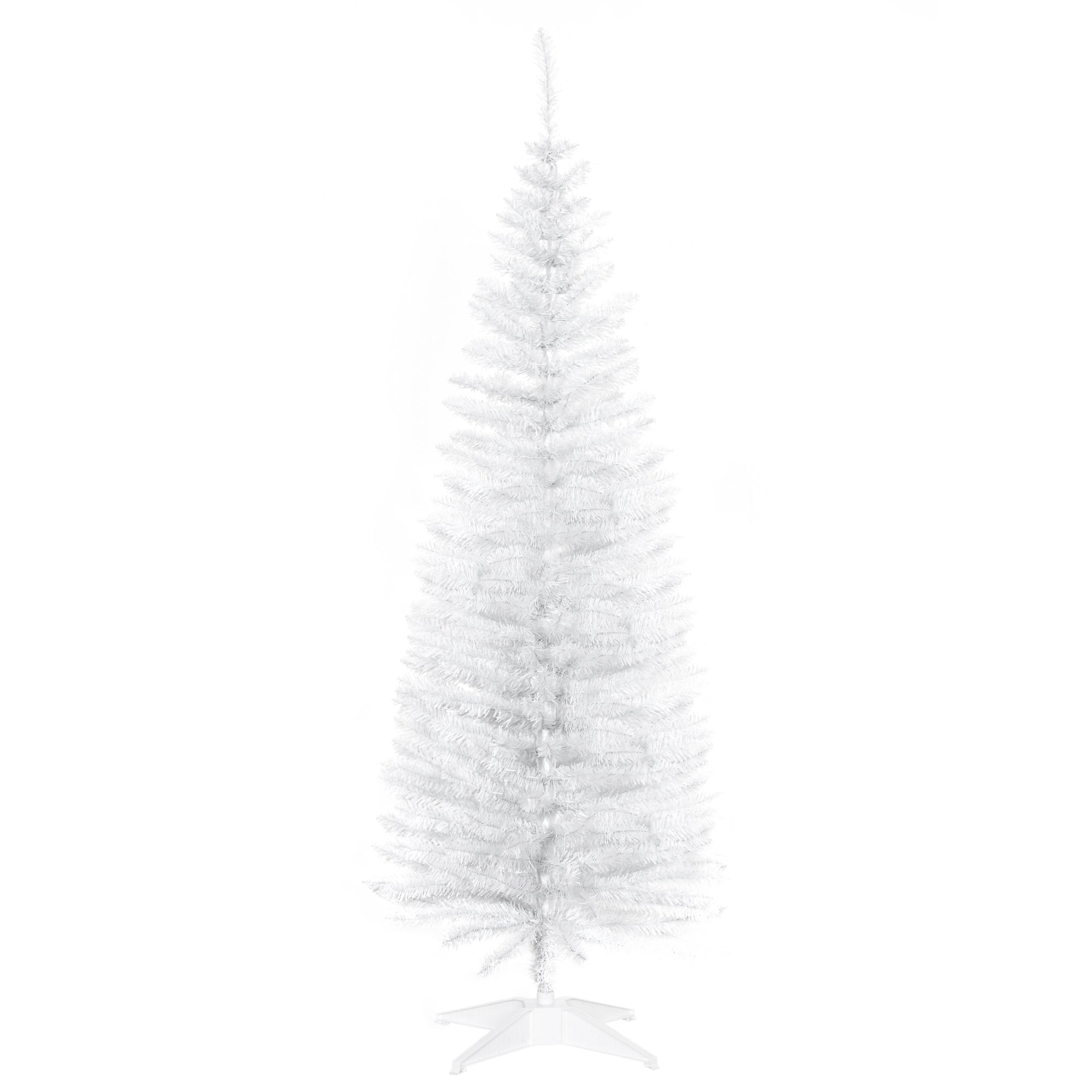 5T Artificial Pine Pencil Slim Tall Christmas Tree with Branch Tips Xmas Holiday Décor with Stand White-0