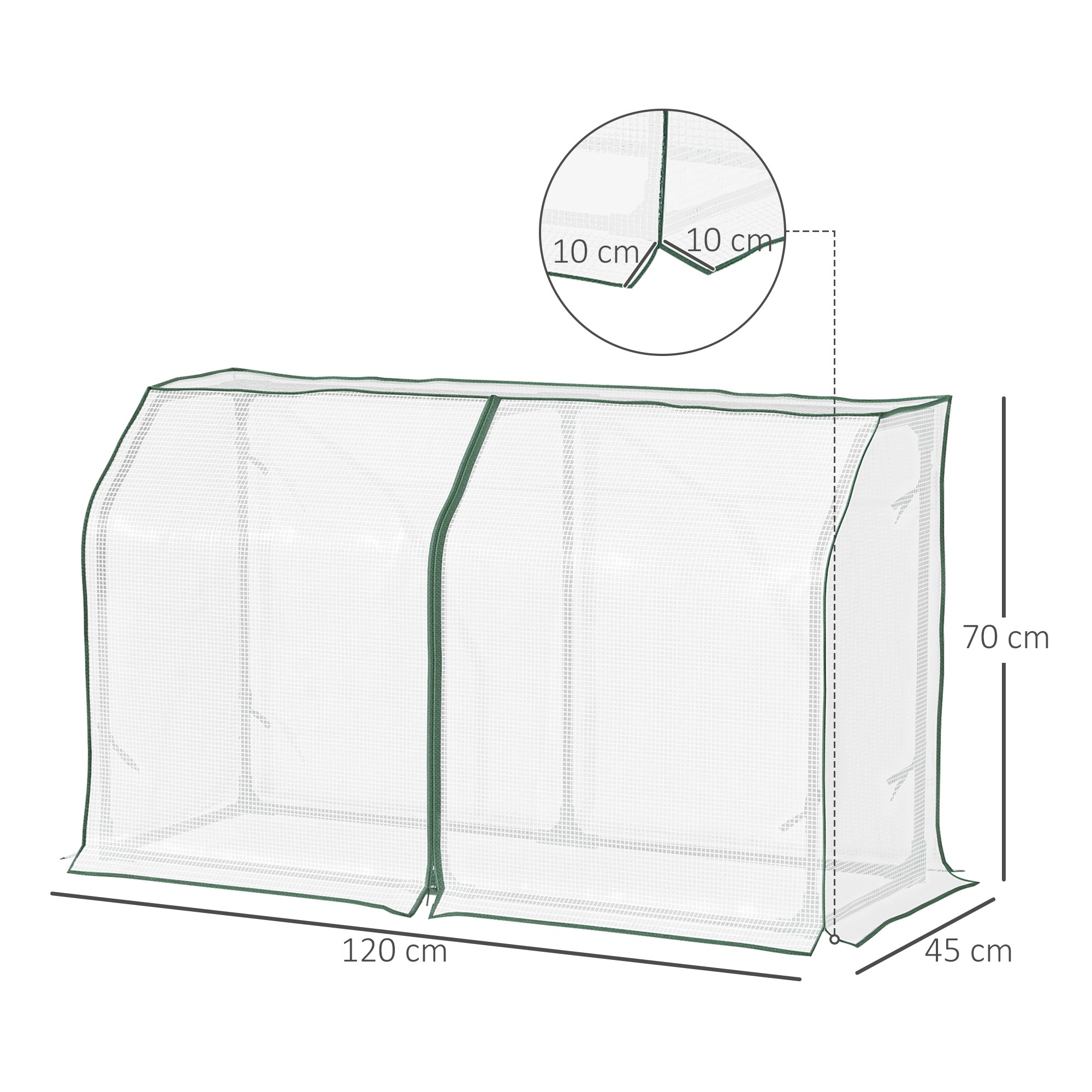 Mini Greenhouse Portable Garden Growhouse for Plants with Zipper Design for Outdoor, Indoor, 120 x 45 x 70cm, White-2