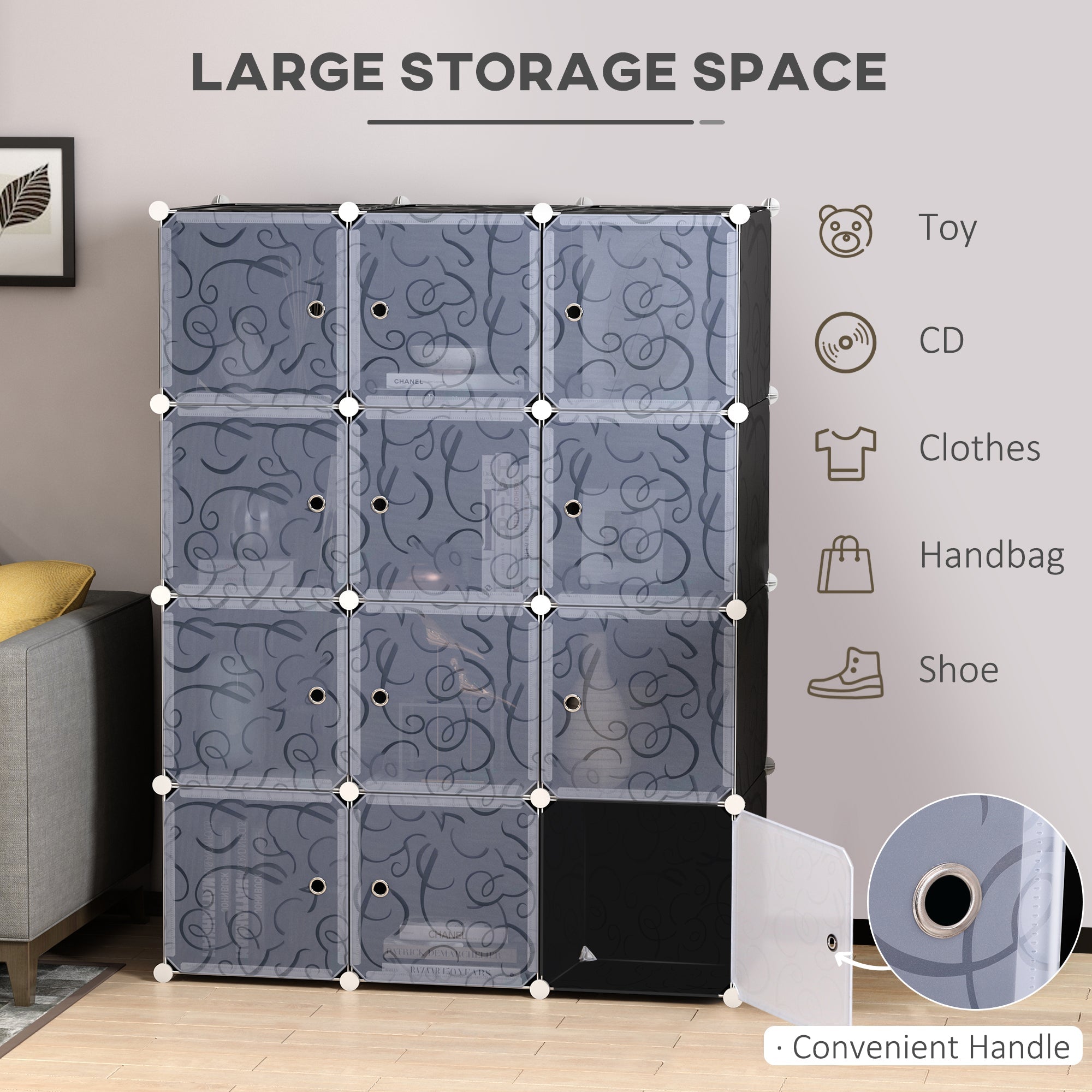 DIY Wardrobe Portable Interlocking Plastic Modular Closet Bedroom Clothes Storage Cabinet Cube Organiser-3