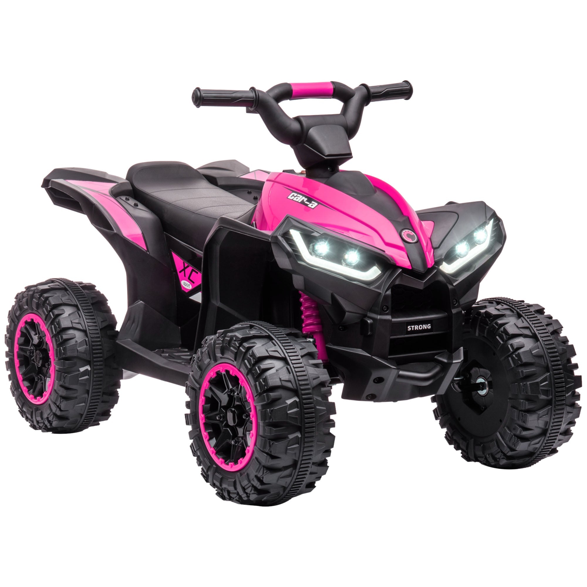 12V Quad Bike with Forward Reverse Functions, Ride on Car ATV Toy with High/Low Speed, Slow Start, Suspension System, Horn, Music, Pink-0