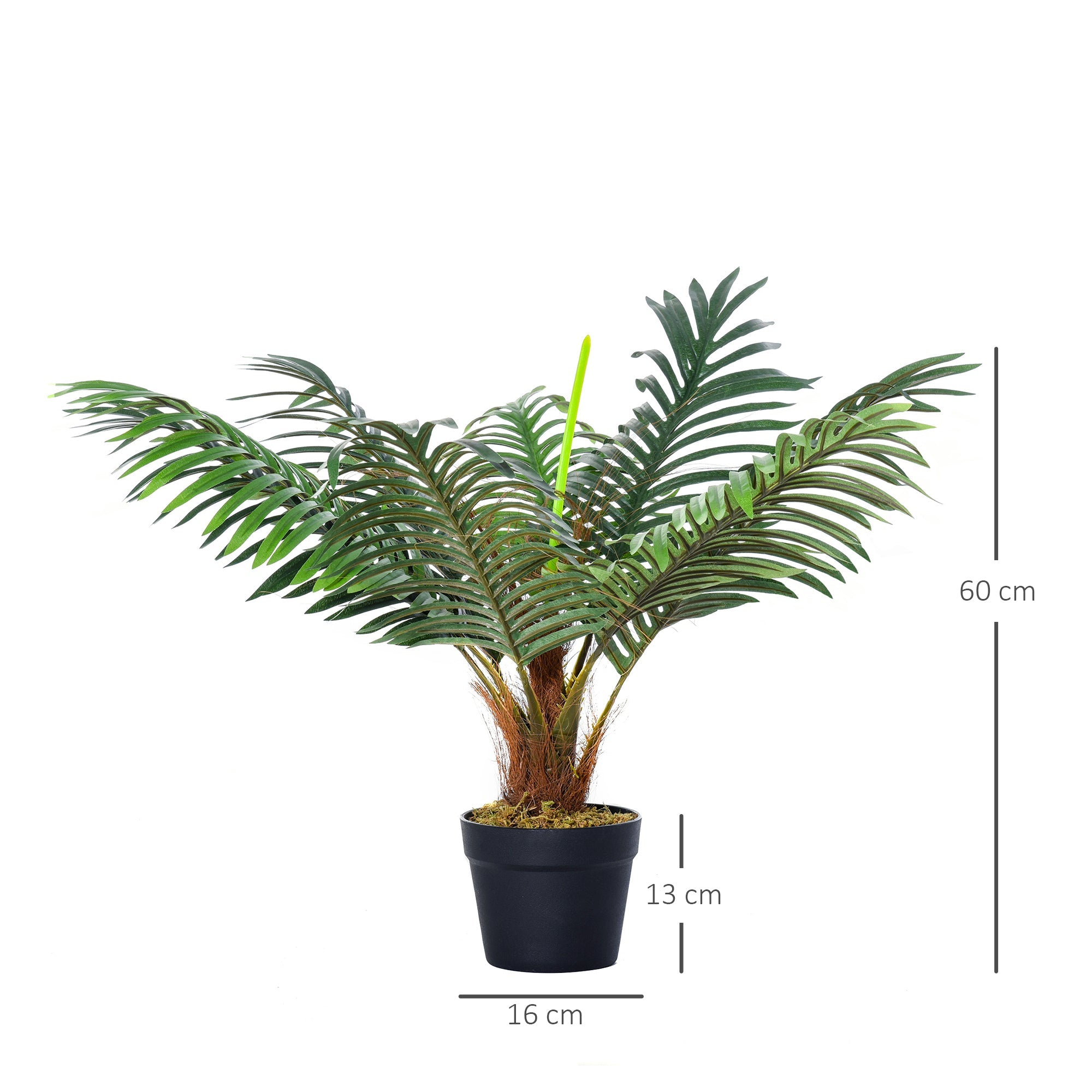 Artificial Palm Tree Decorative Plant 8 Leaves with Nursery Pot, Fake Tropical Tree for Indoor Outdoor Décor, 60cm-2