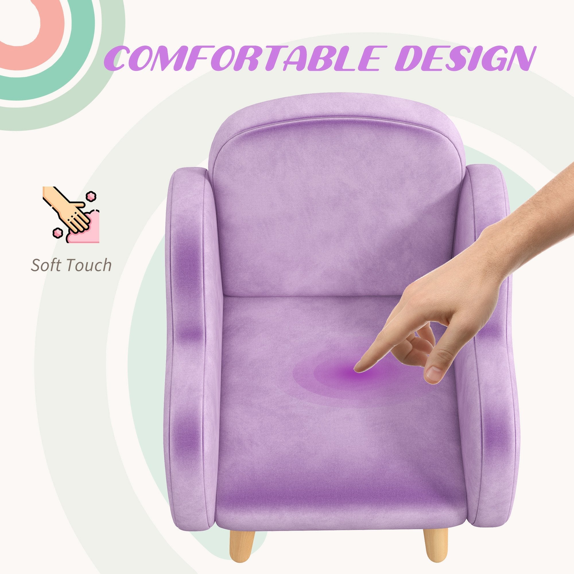 Cloud Shape Toddler Armchair, Ergonomically Designed Kids Chair, Comfy Children Playroom Mini Sofa for Relaxing, for Ages 1.5-5 Years - Purple-4