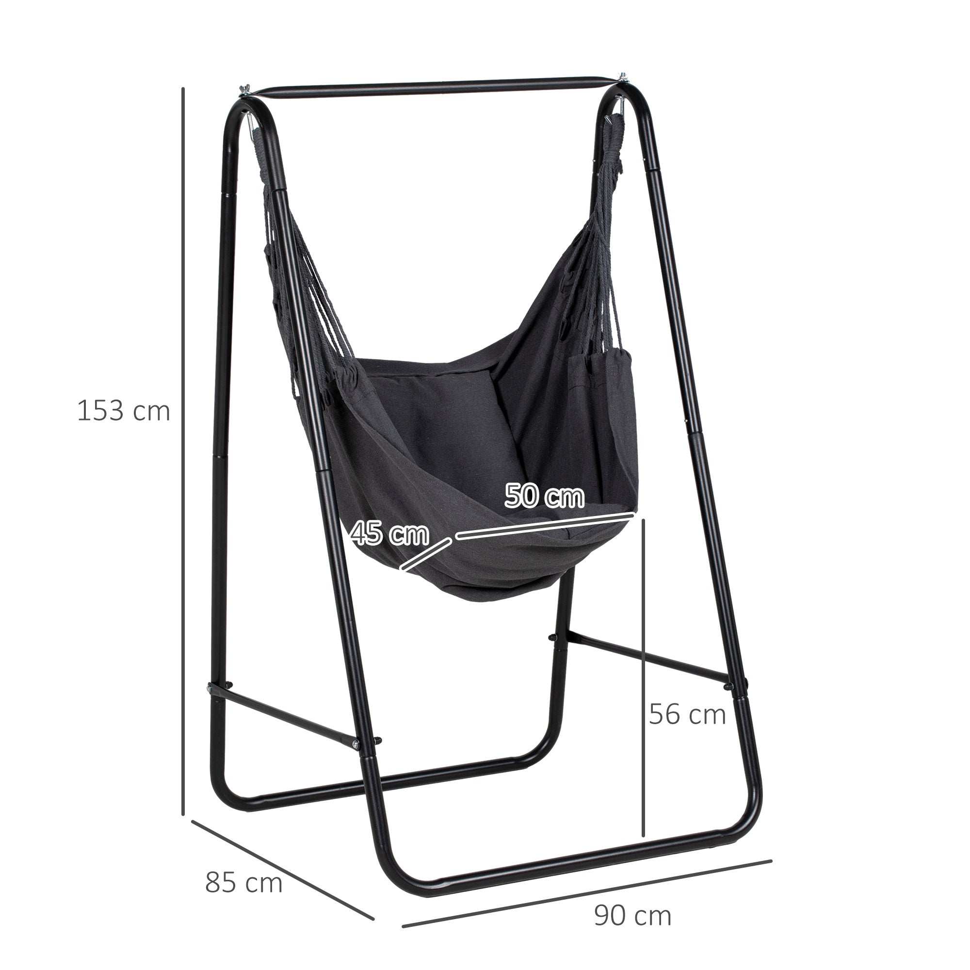 Hammock Chair with Stand, Hammock Swing Chair with Cushion, Dark Grey-2