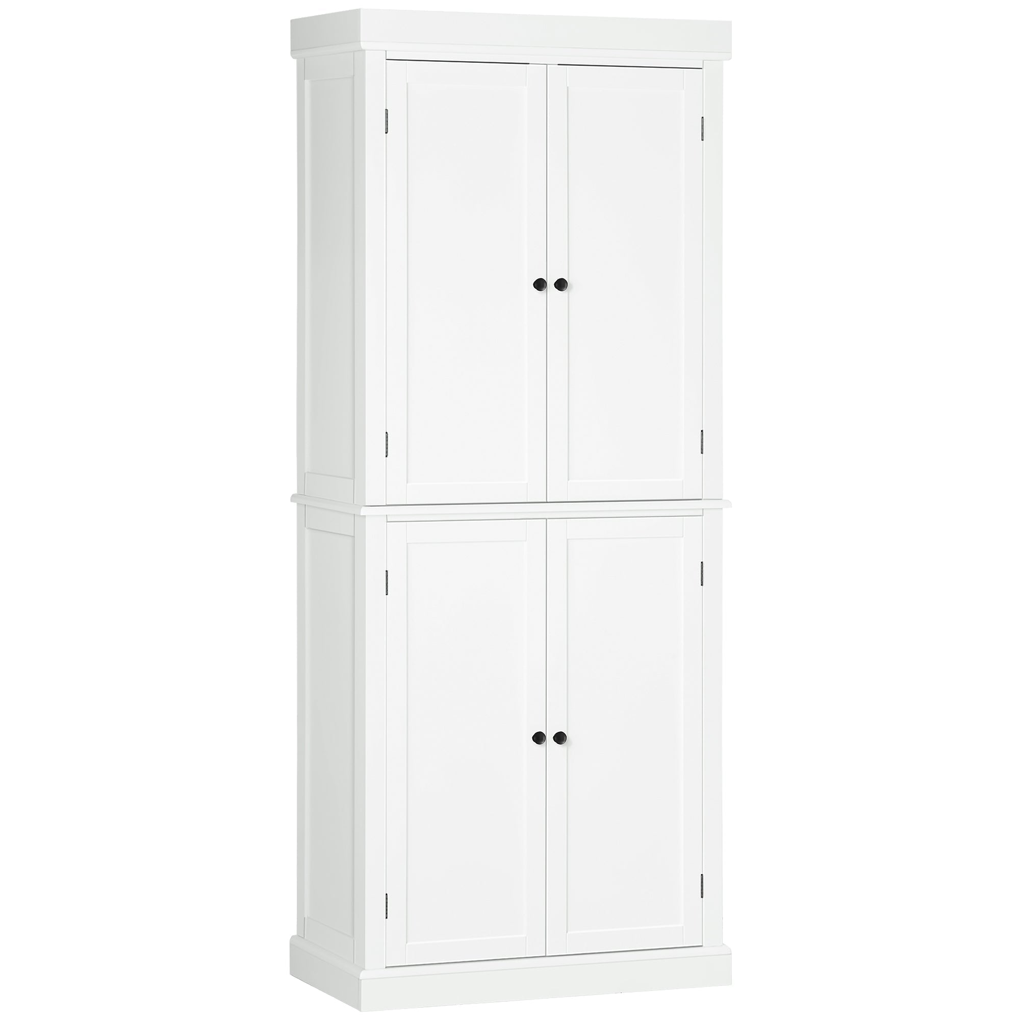 Freestanding Kitchen Cupboard with 4 Doors, Storage Cabinet with 6-Tier Shelving and 4 Adjustable Shelves, White-0