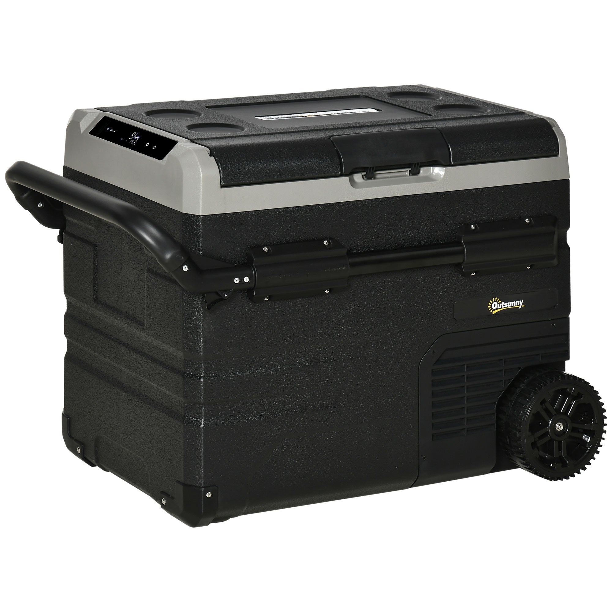 50L Car Refrigerator, Portable Compressor Cooler Box, Fridge Freezer w/ Inner LED Light & Foldable Handles, 12/24V DC and 110-240V AC-0