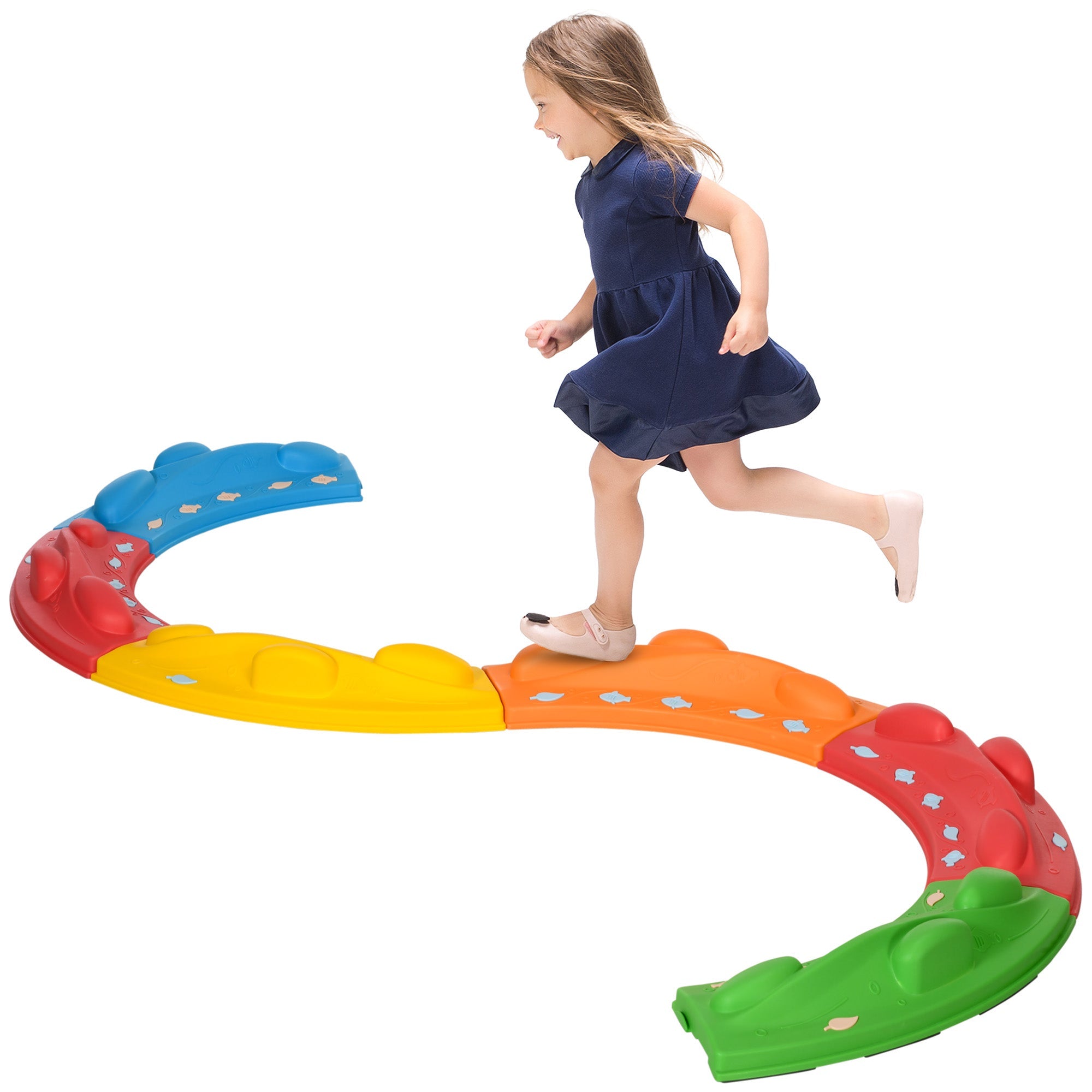 Kids Balance Beam, Kids 6 Pieces Stepping Stones Obstacle Course, for Ages 3-8 Years - Multicoloured-0