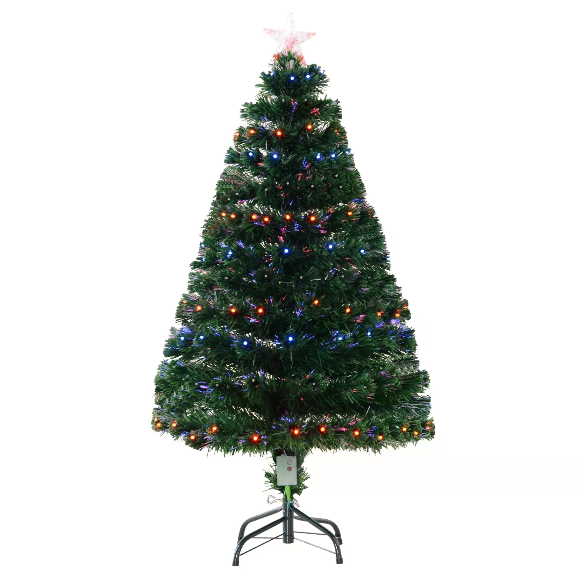 4ft Pre Lit Christmas Tree Artificial Tree with Multi-Coloured Fiber Optic LED Light(4ft (120cm))-0