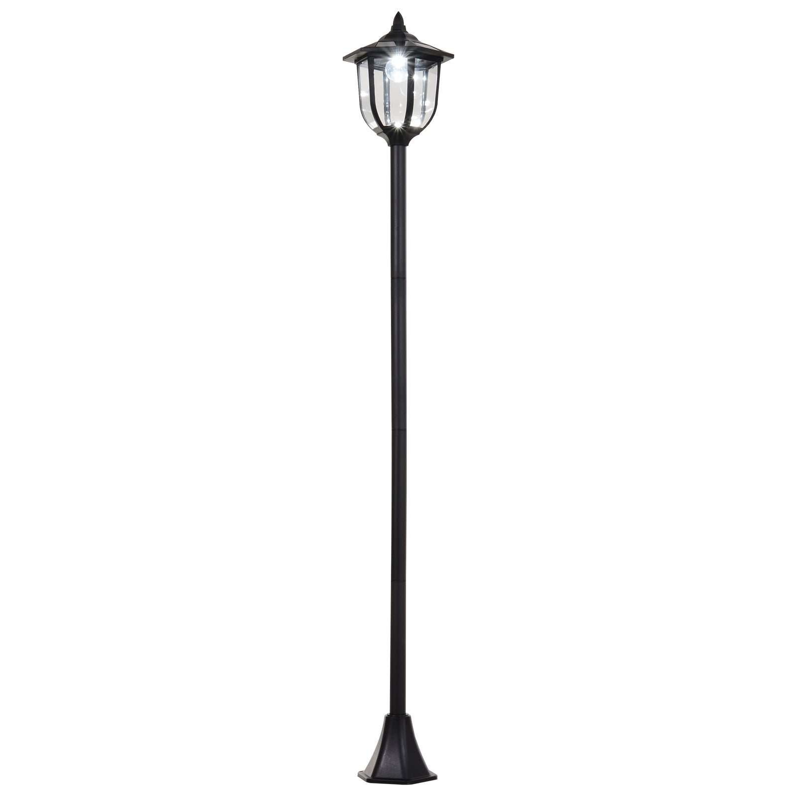 1.77m Tall Free-Standing ABS Garden Solar LED Lamp Post Black-0