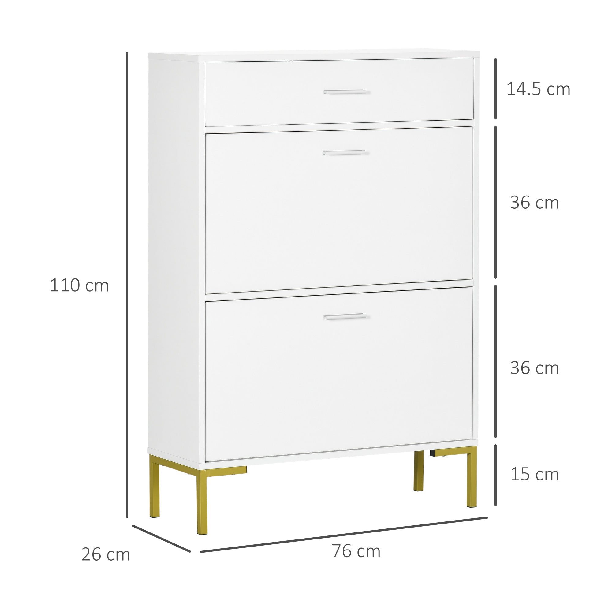 Modern Shoe Cabinet with 2 Flip Doors, Drawer and Adjustable Shelf, Hallway Shoe Cupboard Storage Organizer for 12 Pairs of Shoes, White-2