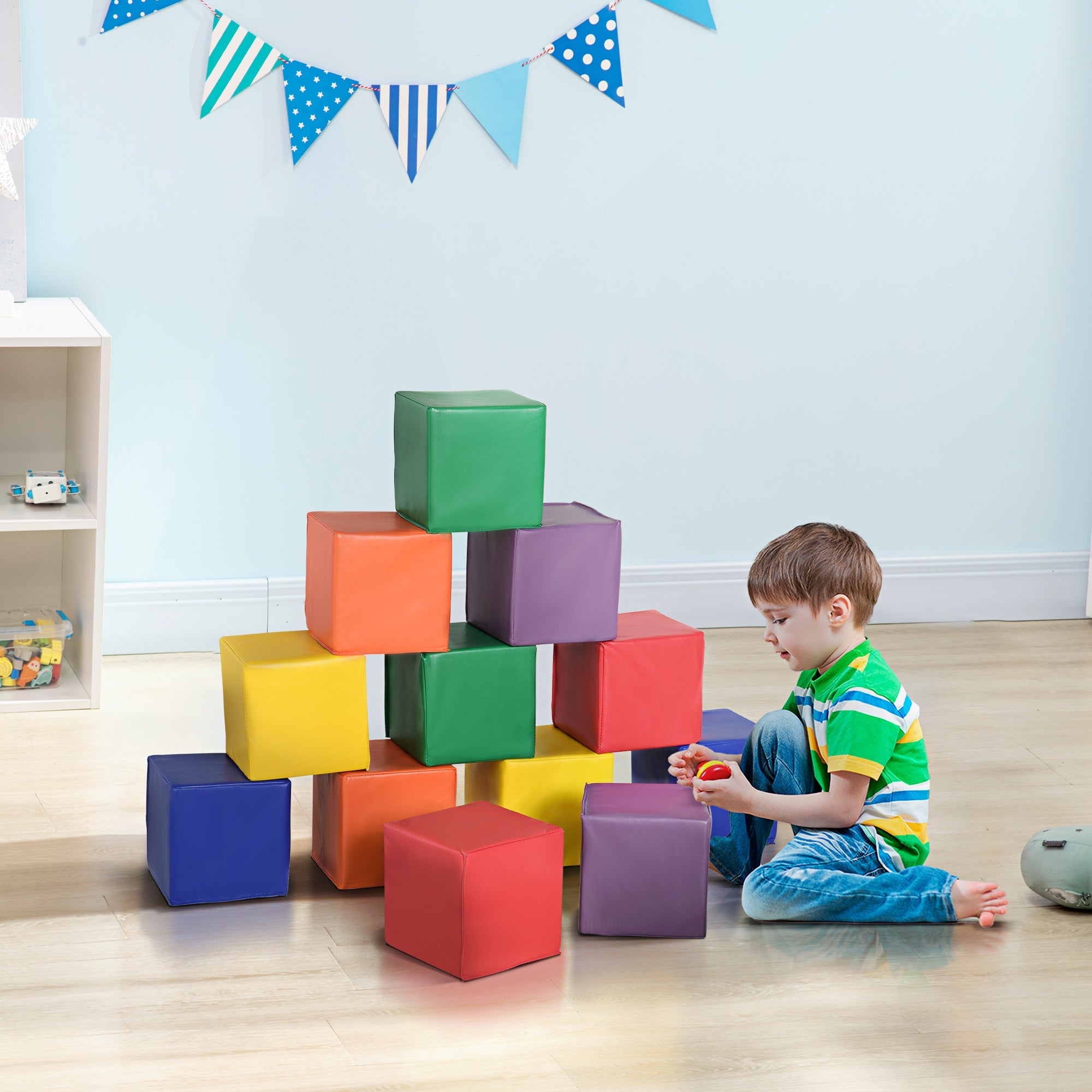 Kids 12-Piece PU Soft Stacking Blocks Multi-Colour-1
