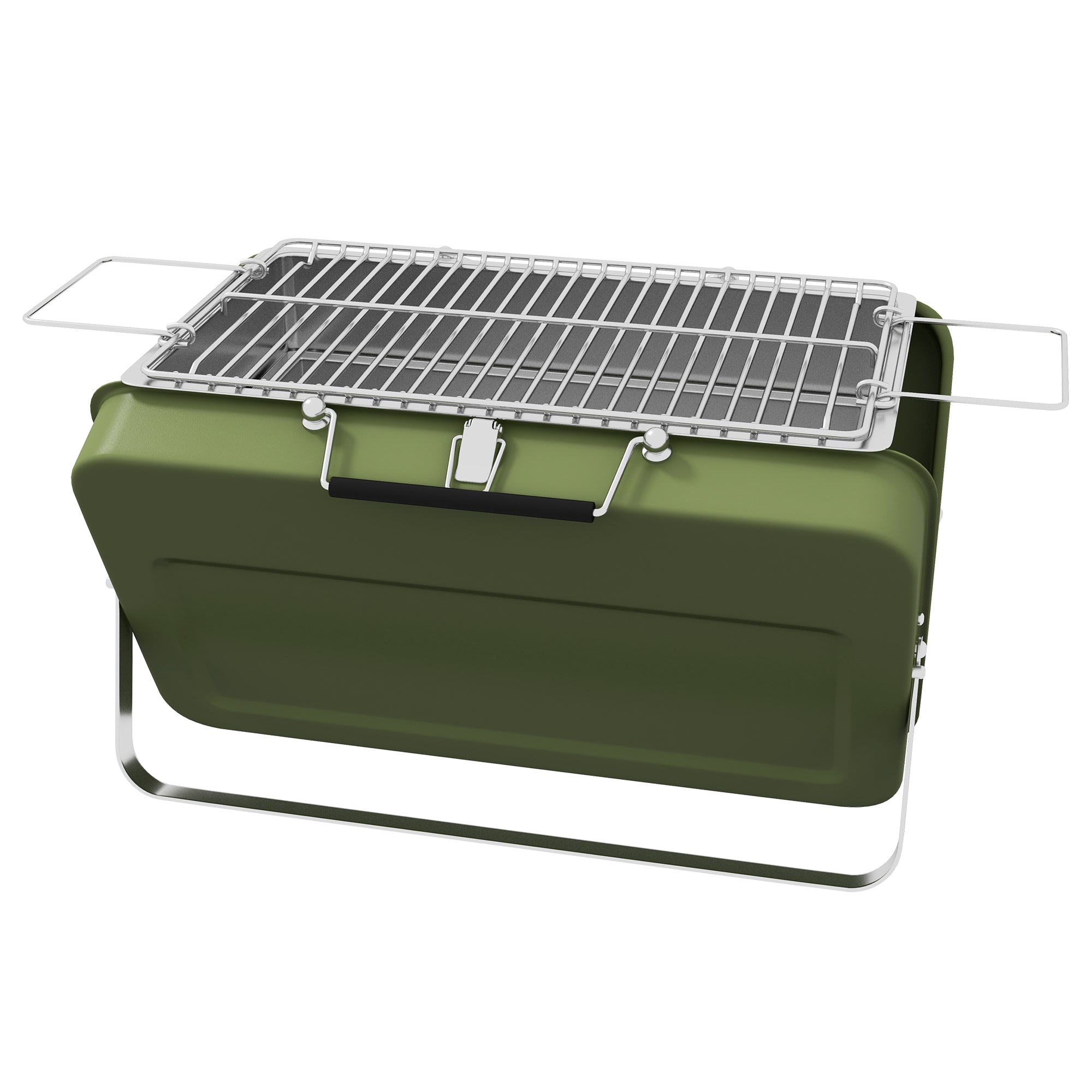 Foldable Suitcase Design Mini Charcoal Barbecue Grill BBQ, Green-0