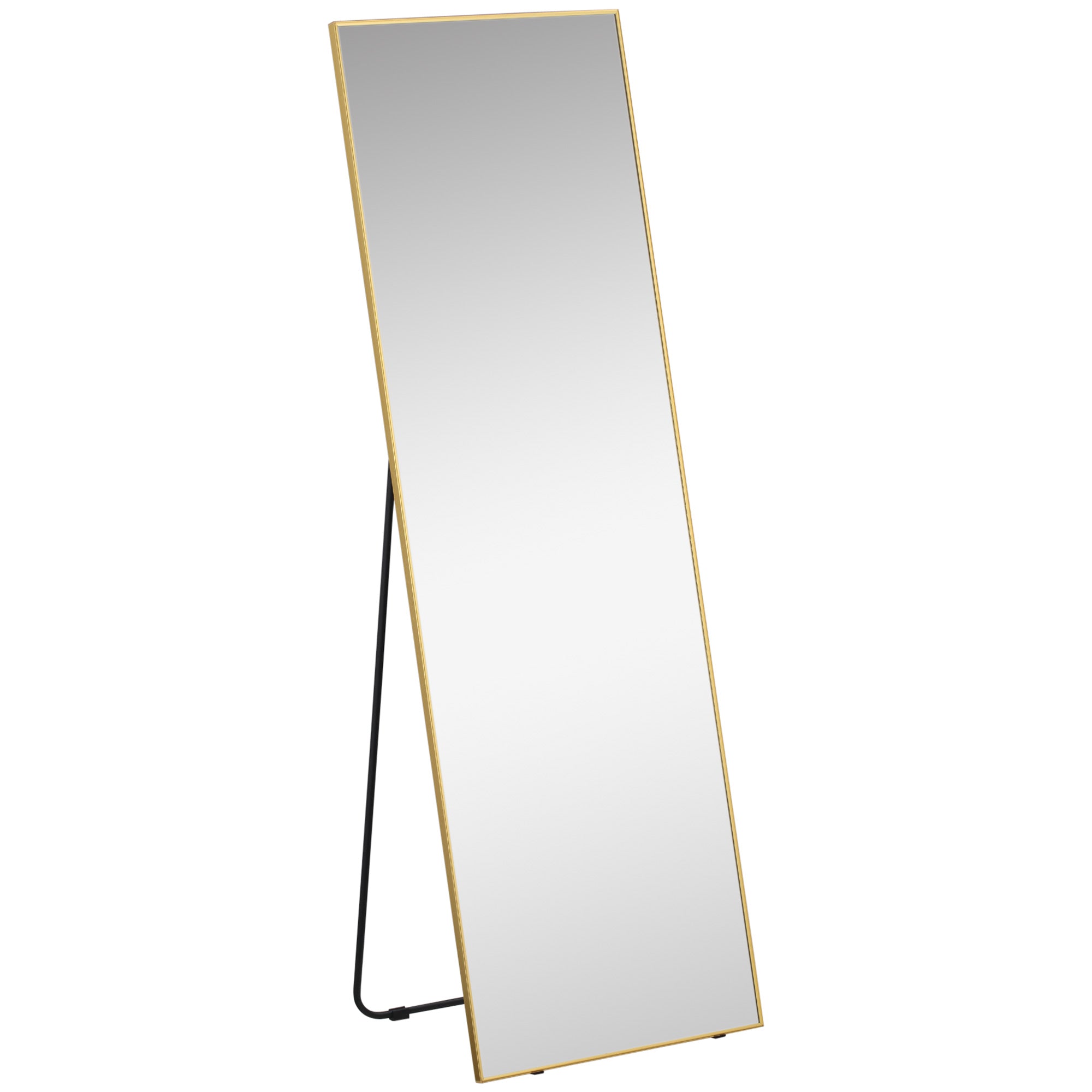 Full Length Mirror Wall-Mounted, 160 x 50 cm Freestanding Rectangle Dressing Mirror for Bedroom, Living Room, Gold Frame-0