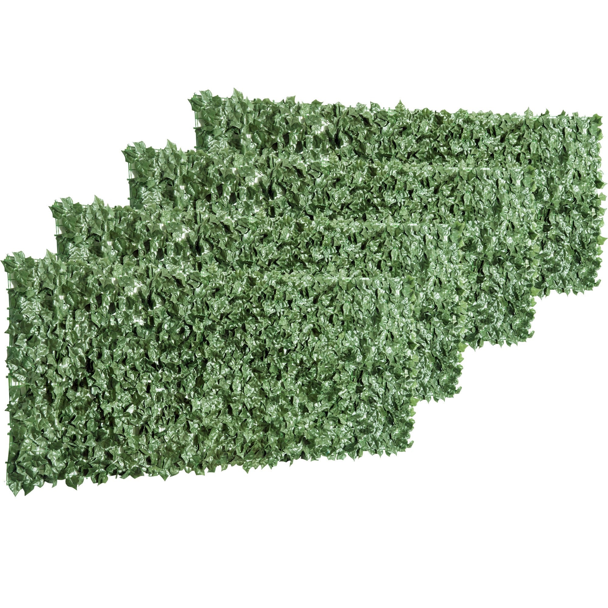 4-Piece Artificial Leaf Hedge Screen Privacy Fence Panel for Garden Outdoor Indoor Decor, Dark Green, 2.4M x 1M-0