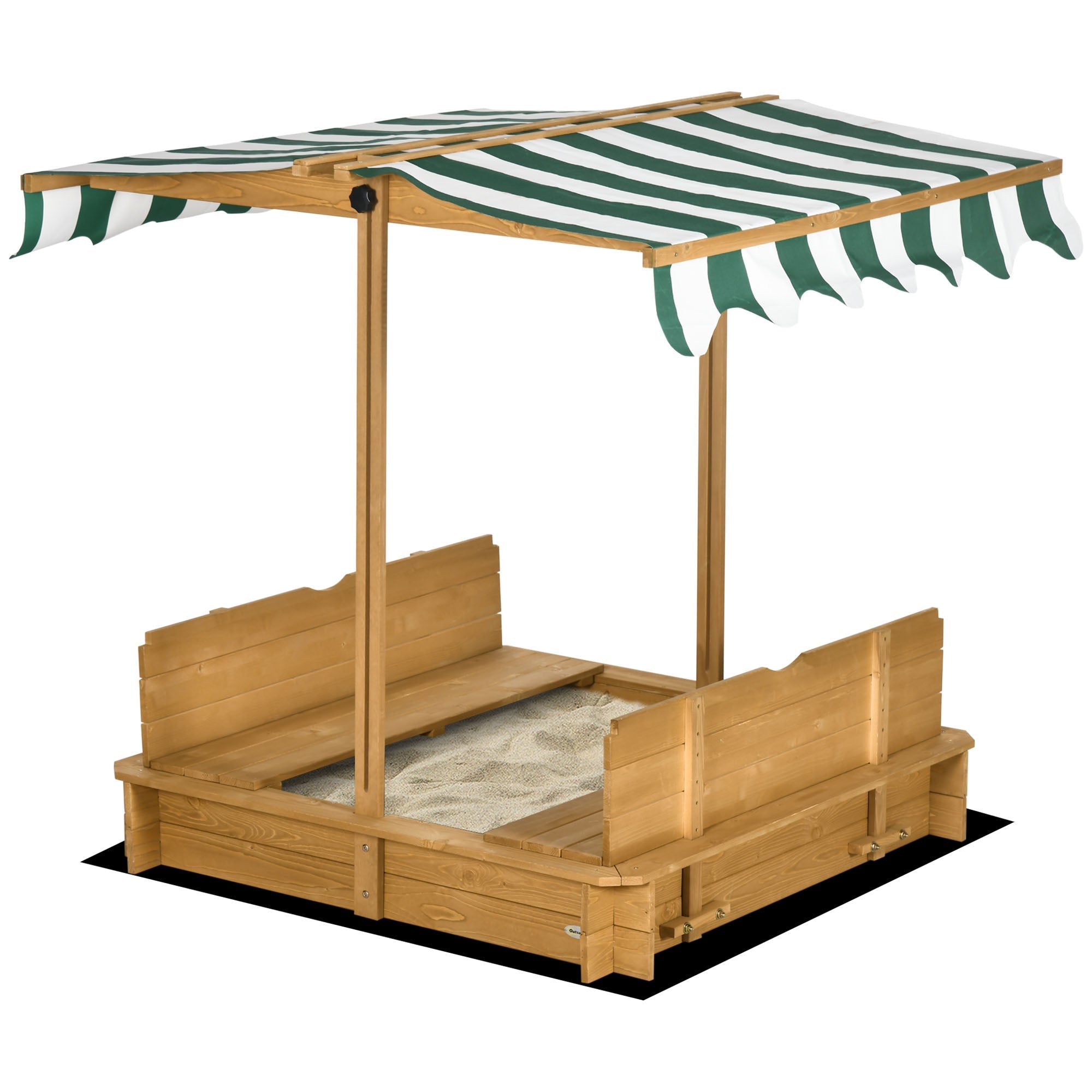 Wooden Sandpit with Adjustable Canopy Light Brown-0