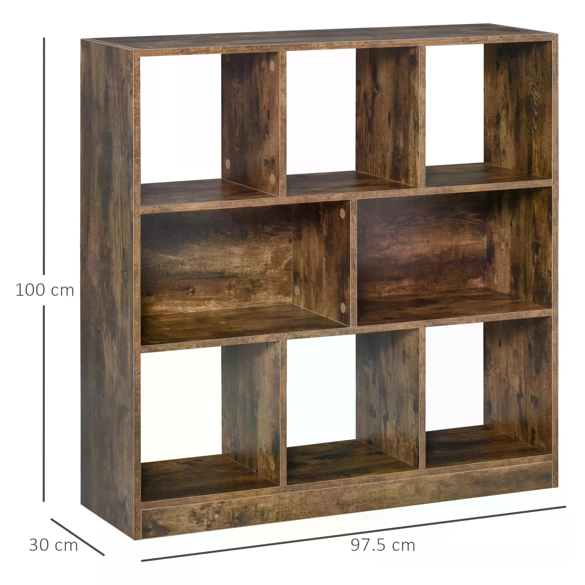 Storage Shelf 3-Tier Bookcase Display Rack Home Organizer for Home Office, Living Room, Playroom, Rustic Brown-2