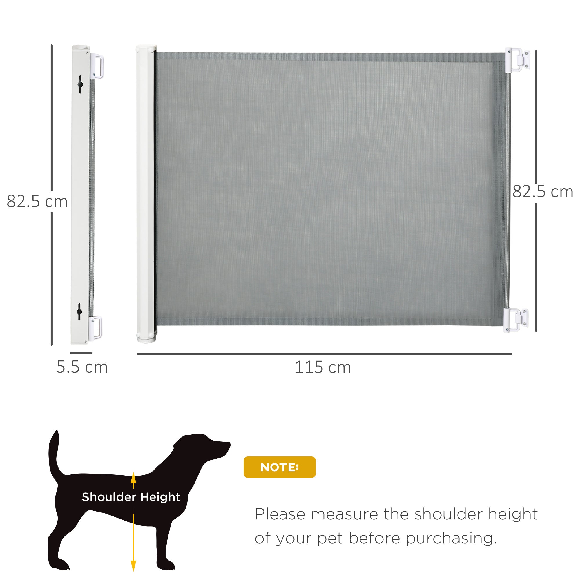 Retractable Safety Gate Dog Pet Guard Barrier Folding Protector Home Doorway Room Divider Stair Guard Grey 115L x 82.5H cm-2