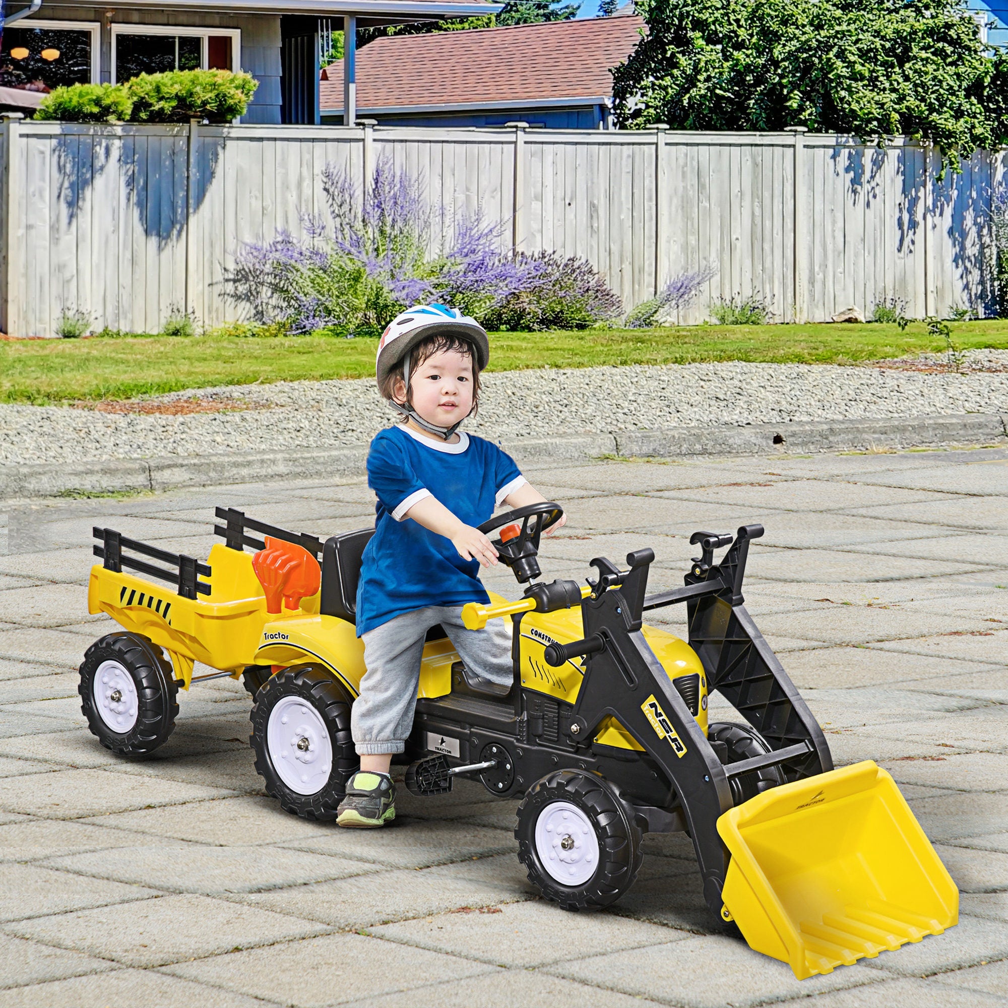 Kids Pedal Go Kart Excavator-Yellow-1