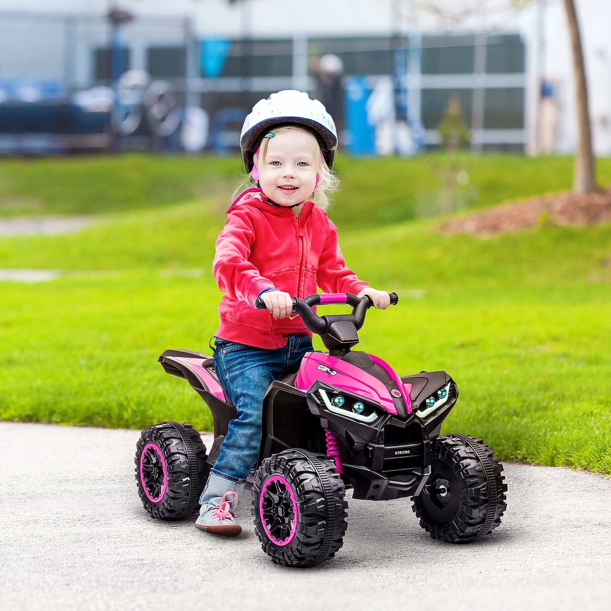 12V Quad Bike with Forward Reverse Functions, Ride on Car ATV Toy with High/Low Speed, Slow Start, Suspension System, Horn, Music, Pink-1