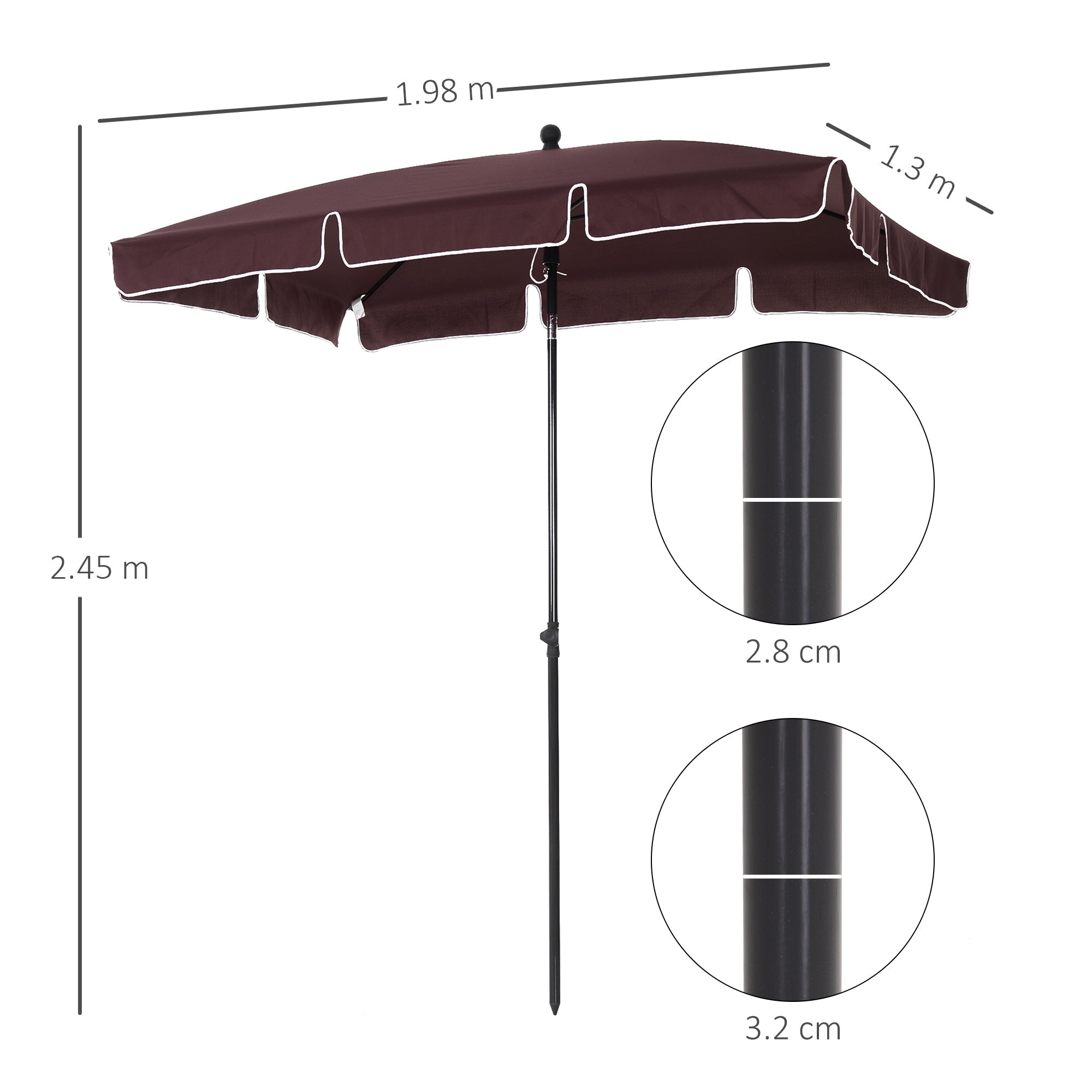 Aluminum Umbrella Parasol-Brown-2