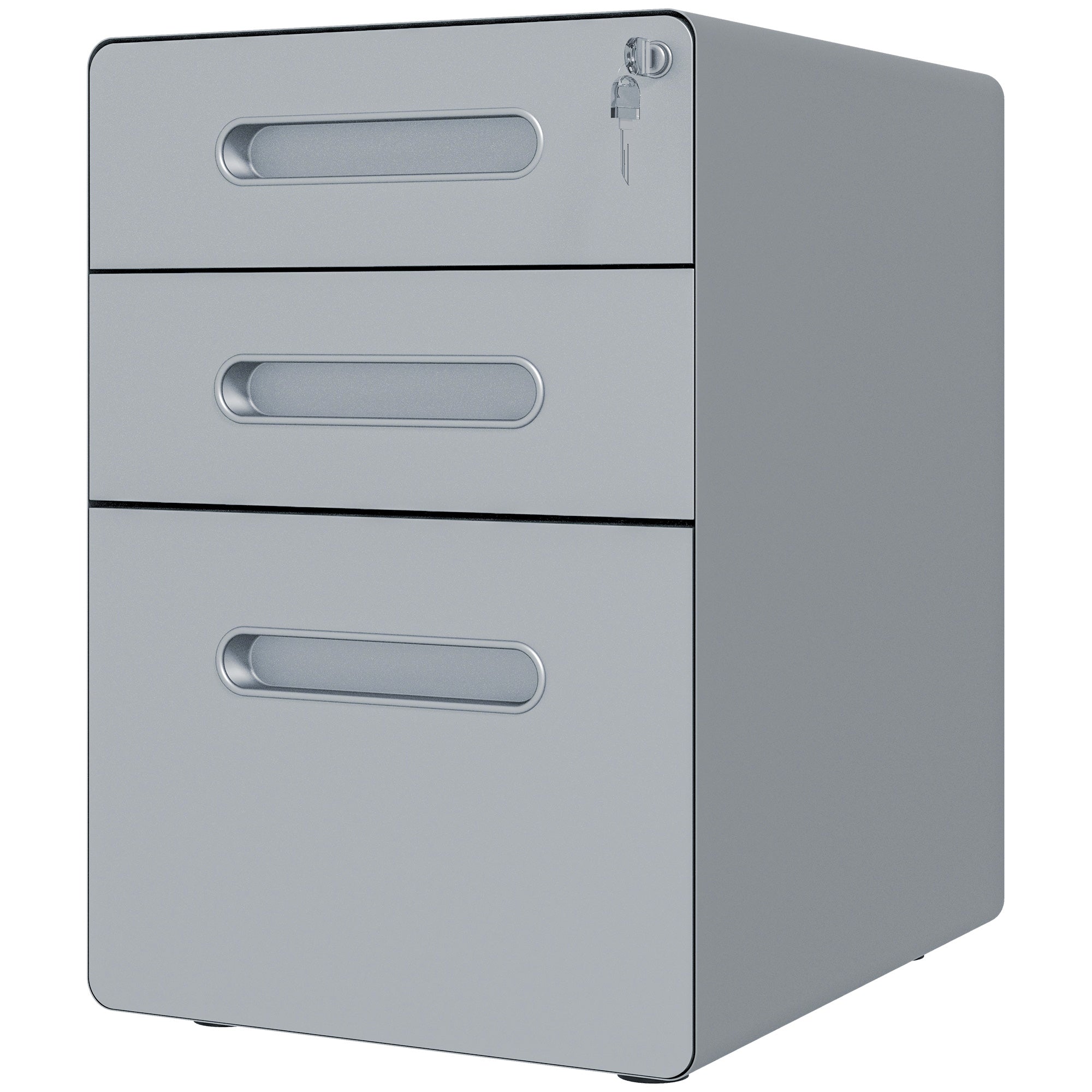Lockable Cabinet, Rolling Filing Cabinet with 3 Drawers, Steel Office Drawer Unit for A4, Letter, Legal Sized Files-0