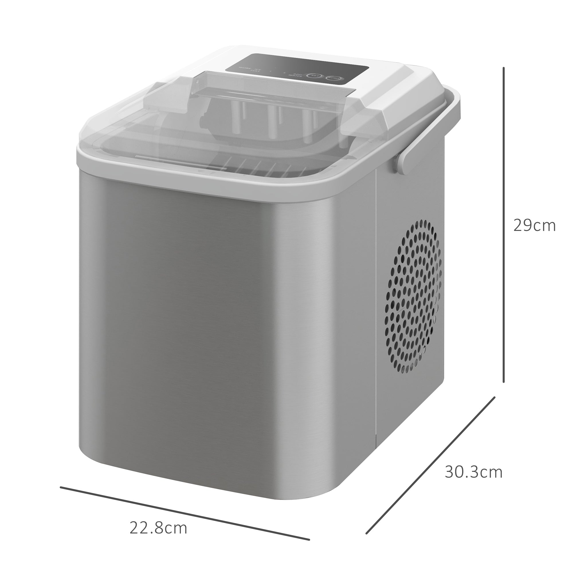 Ice Maker Machine Countertop, 12Kg in 24 Hrs, 9 Cubes Ready in 6-13Mins, Self-Cleaning Portable Ice Cube Maker with 2 Sizes of Bullet Ice, Scoop, Basket for Home, Kitchen, Party-2