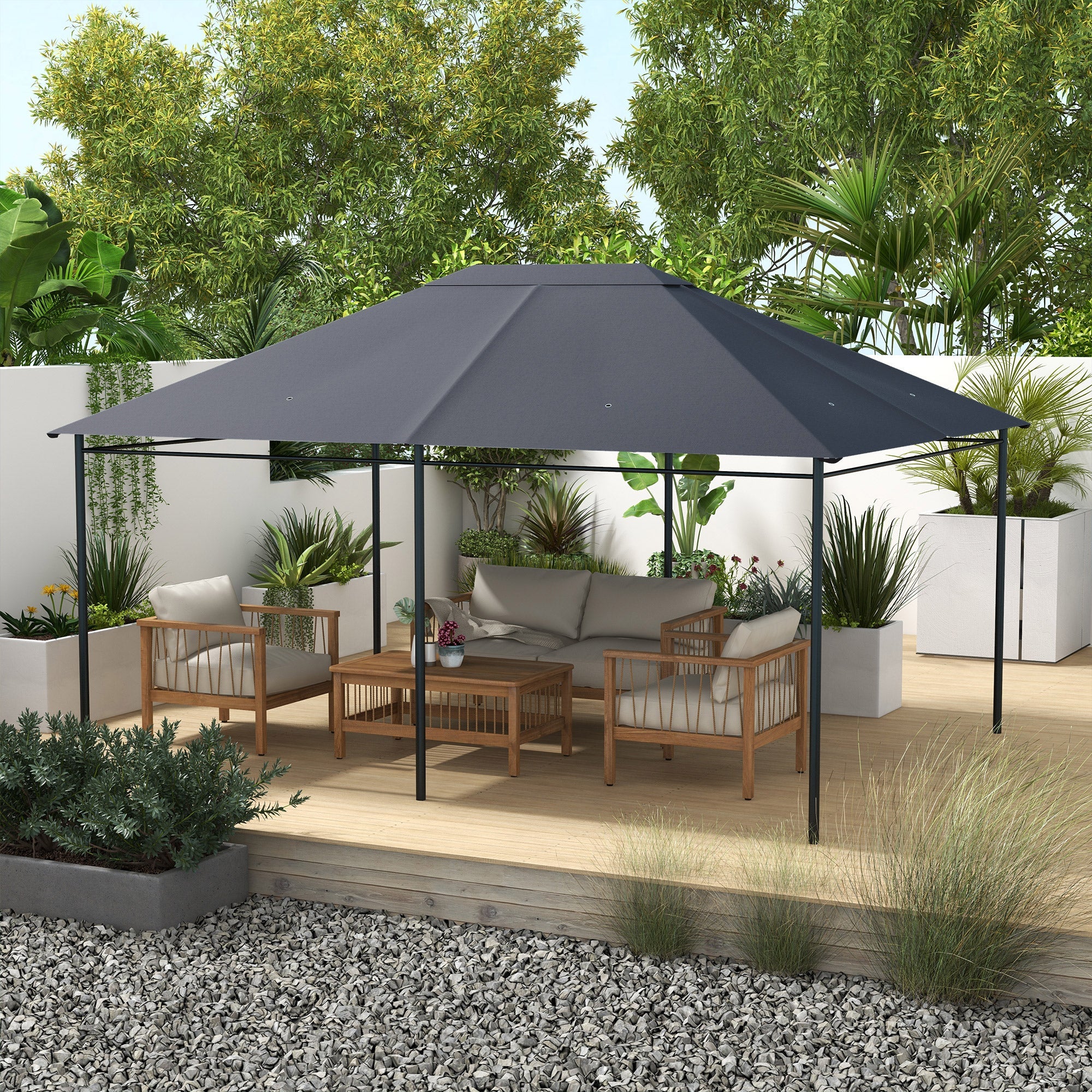 3 x 4m Gazebo Canopy Replacement Cover, Gazebo Roof Replacement (TOP COVER ONLY), Dark Grey-1