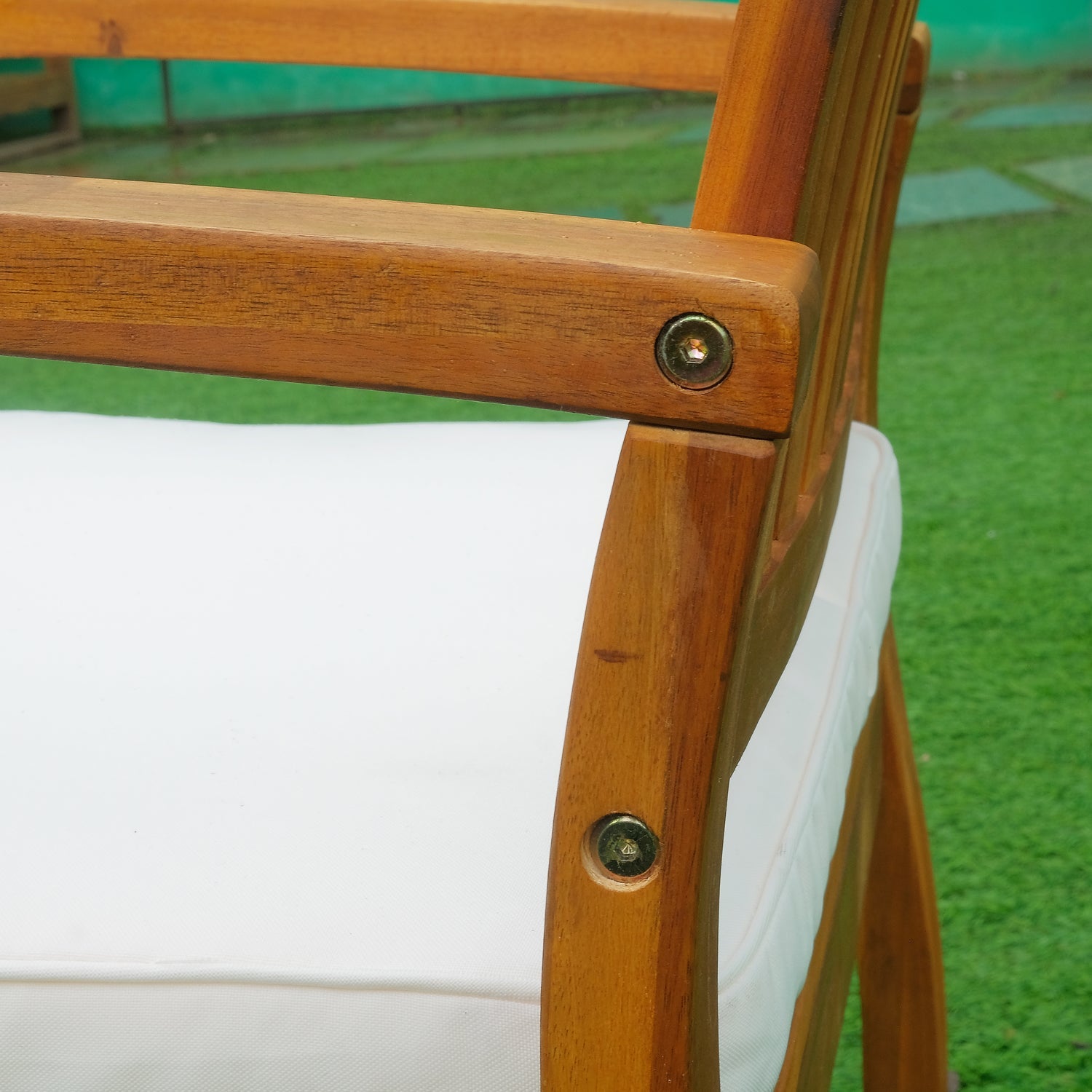 Garden Acacia Wood Rocking Chair Deck Indoor Outdoor Porch Seat Rocker with Cushion-4