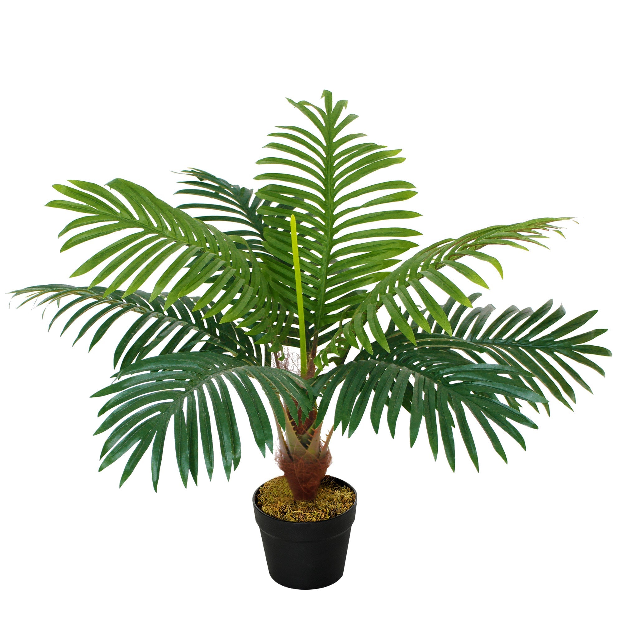 Artificial Palm Tree Decorative Plant 8 Leaves with Nursery Pot, Fake Tropical Tree for Indoor Outdoor Décor, 60cm-0