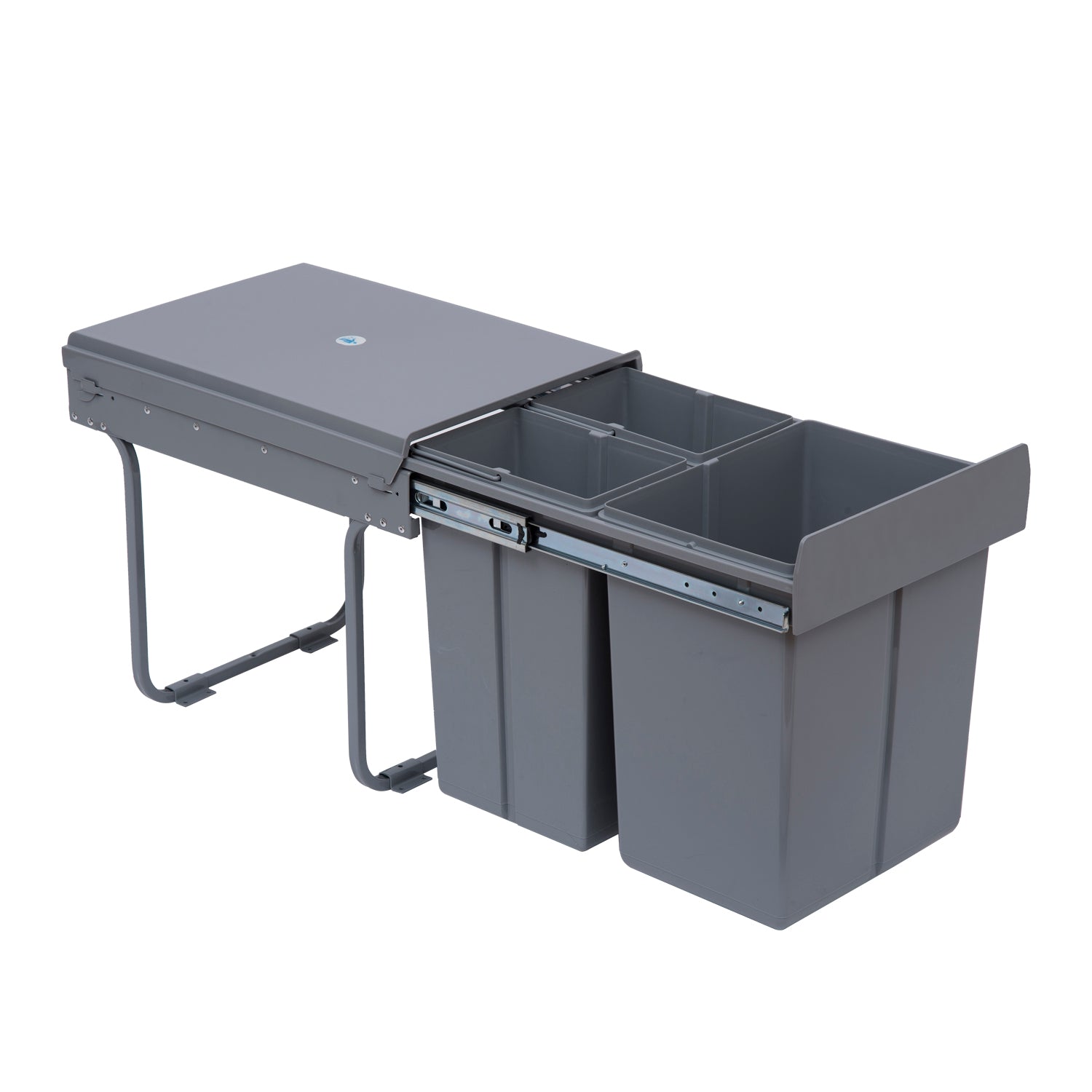 Kitchen Recycle Waste Bin Pull Out Soft Close Dustbin Recycling Cabinet Trash Can Grey (40L (1x20L+2x10L))-1