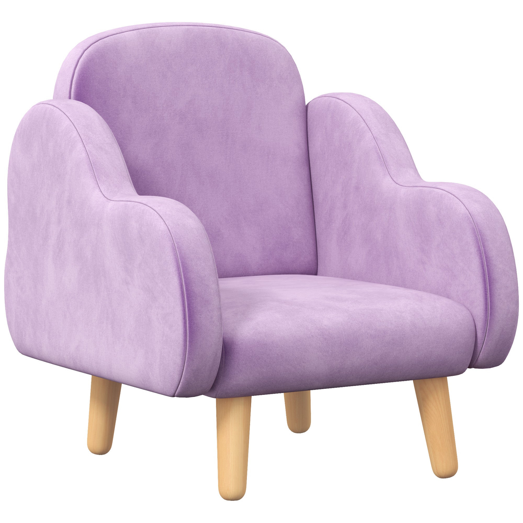 Cloud Shape Toddler Armchair, Ergonomically Designed Kids Chair, Comfy Children Playroom Mini Sofa for Relaxing, for Ages 1.5-5 Years - Purple-0