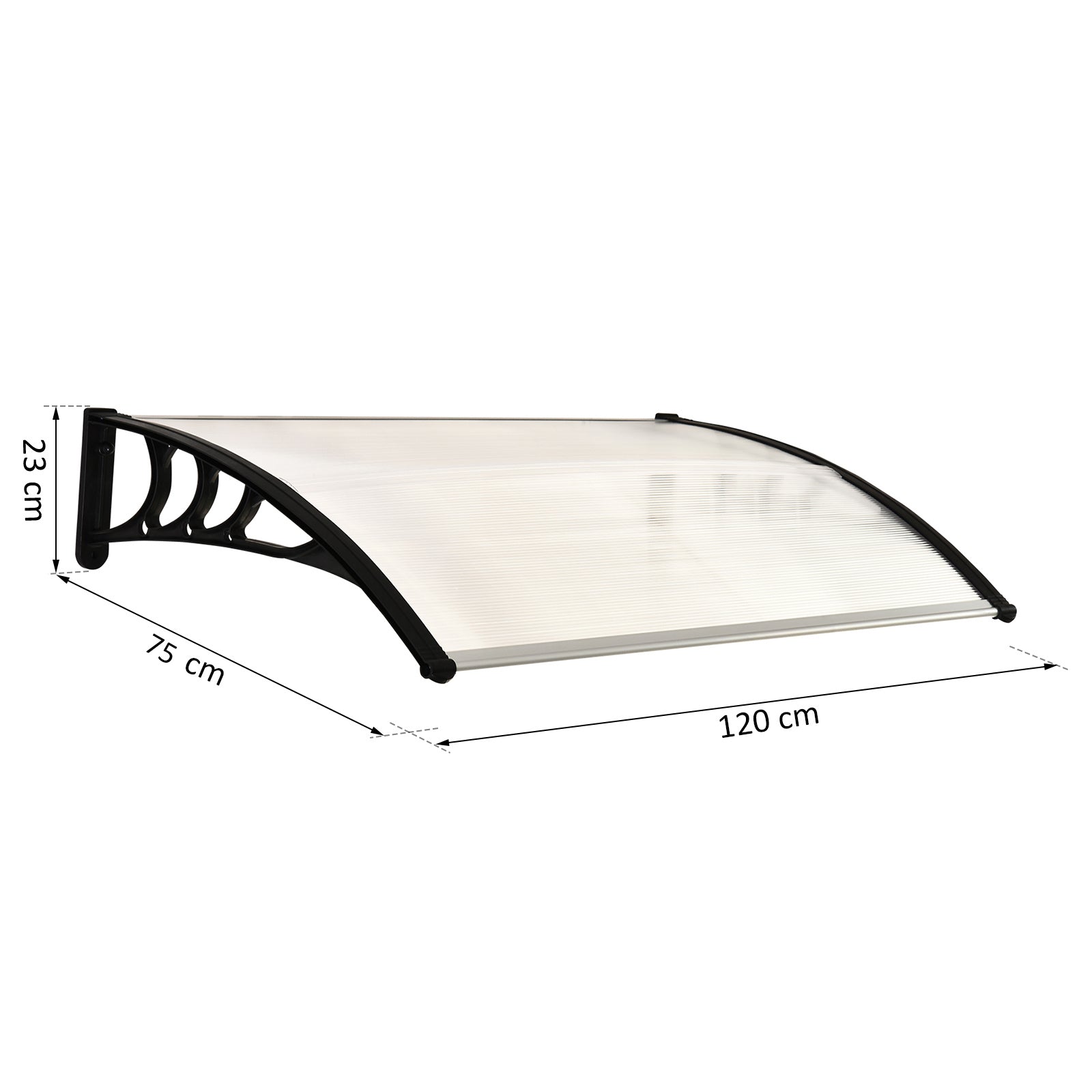 Curved Window Door Canopy Aluminium Rigid Plastic Polycarbonate Fixed Outdoor Awning Modern Design UV Water Rain Resist-2