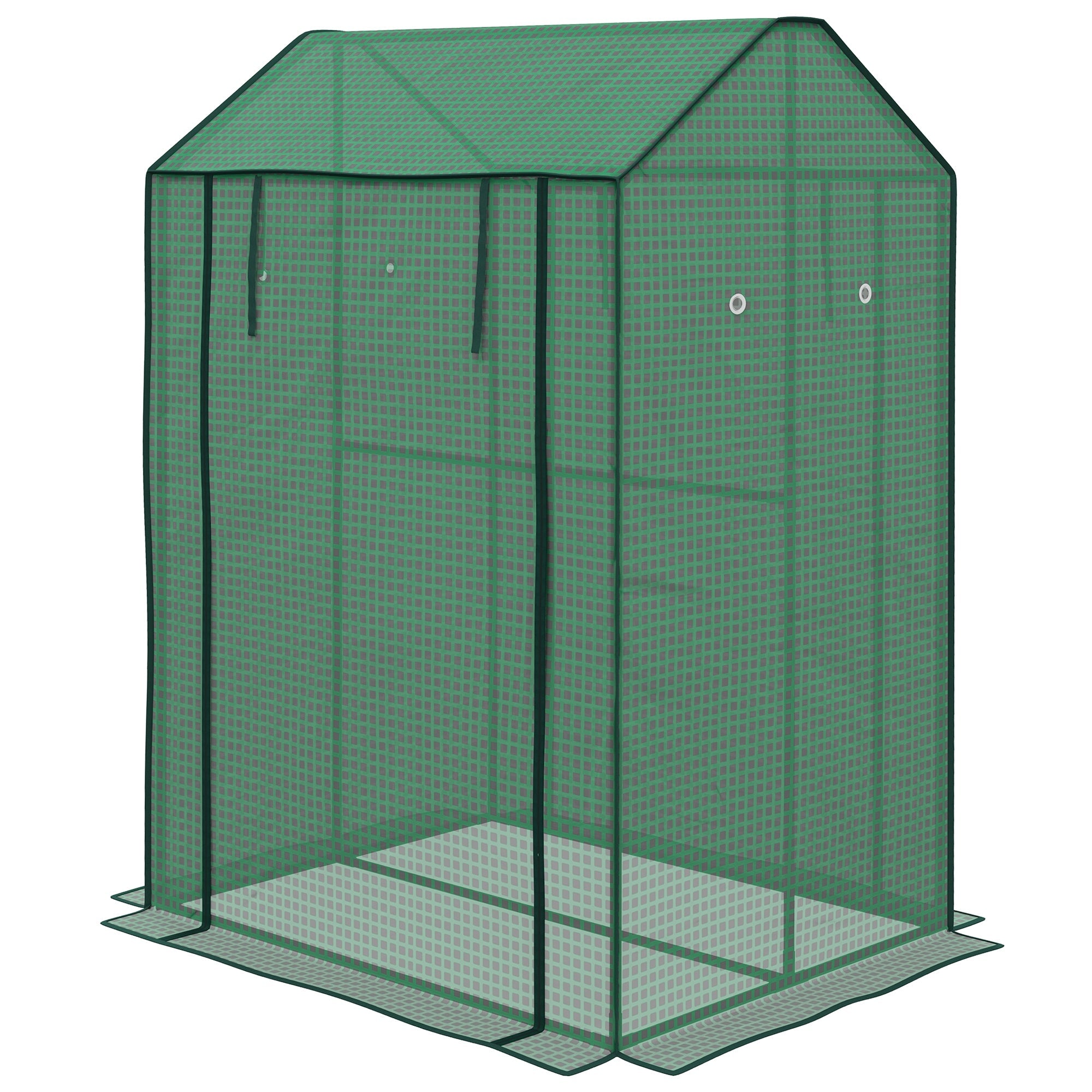 2-Room Green House, Mini Greenhouse with 2 Roll-up Doors, Vent Holes and Reinforced Cover, 100 x 80 x 150cm-0
