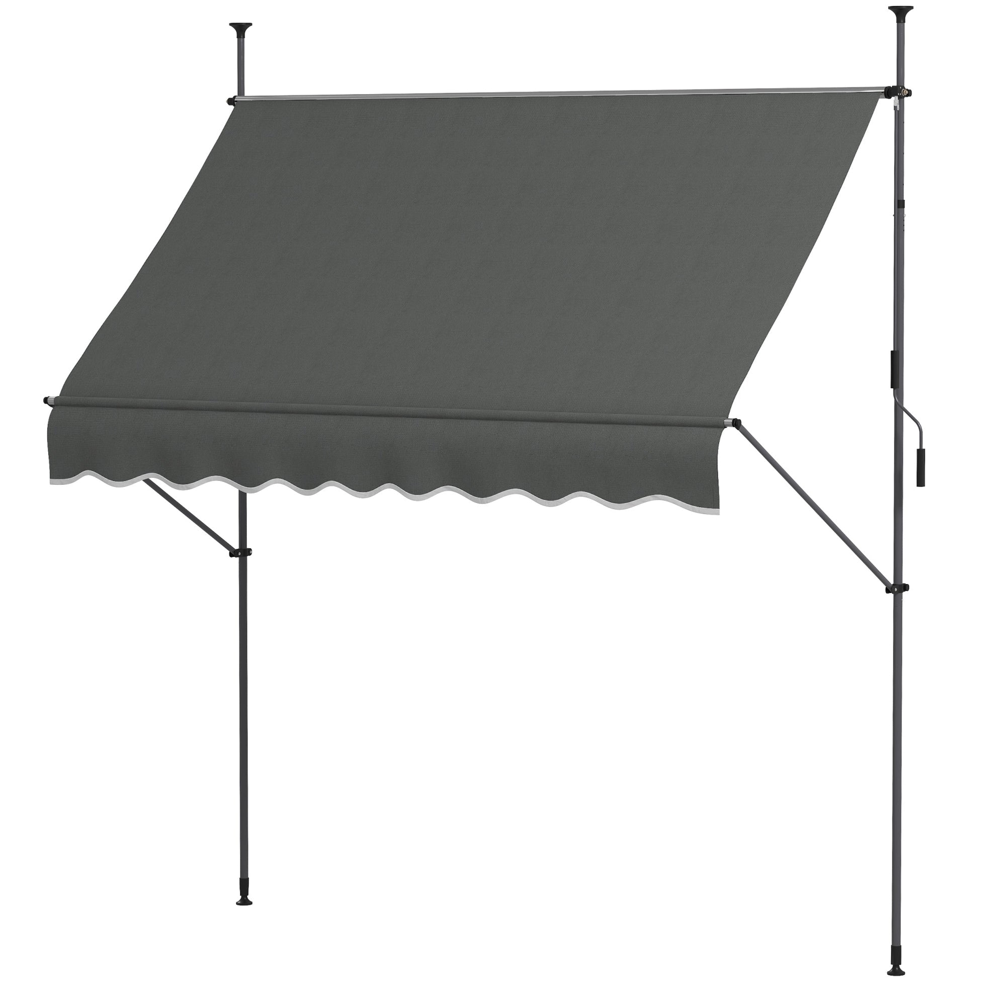 2.5 x 1.2m Retractable Awning, Free Standing Patio Sun Shade Shelter, UV Resistant, for Window and Door, Dark Grey-0