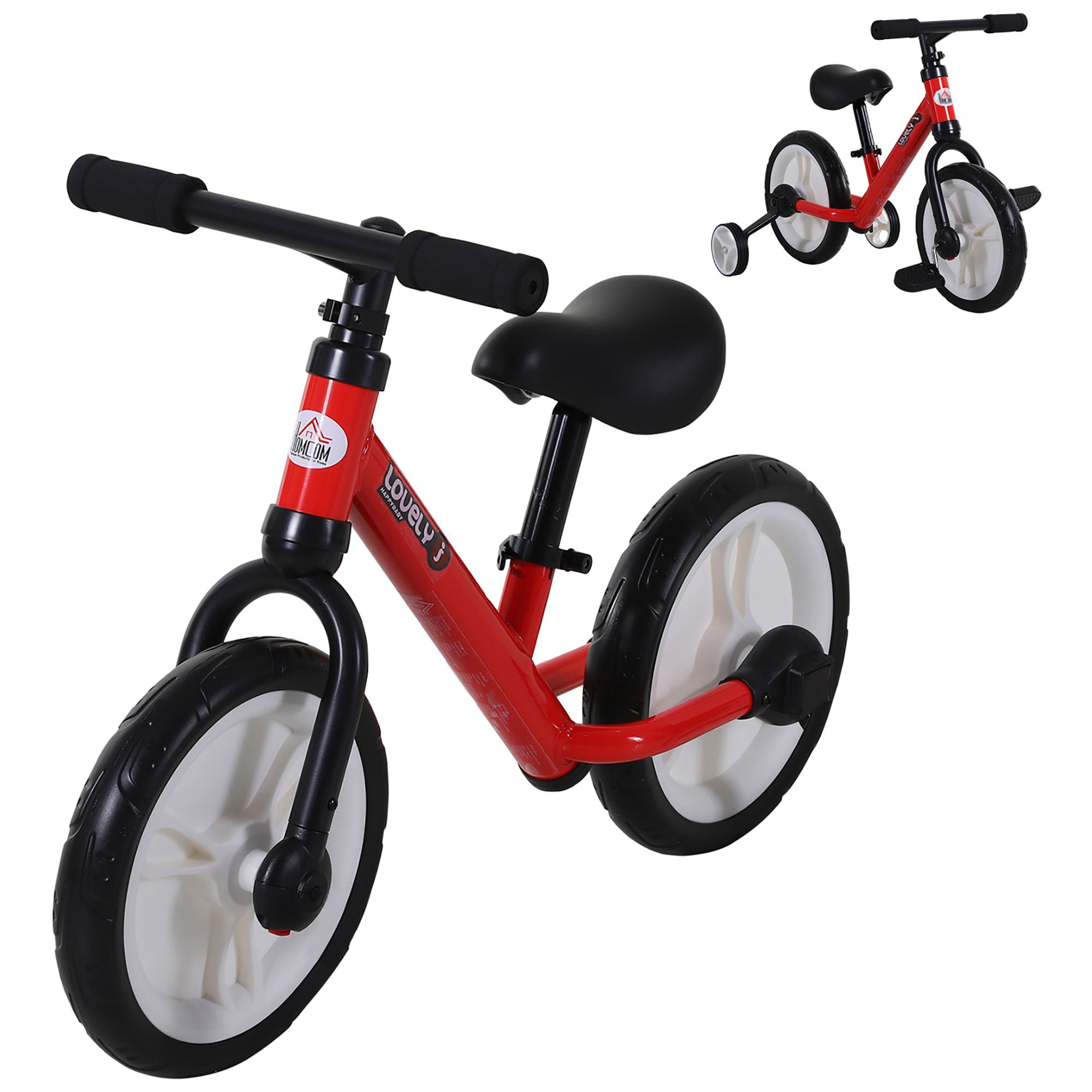 PP Toddlers Removable Stabiliser Balance Bike Red-0