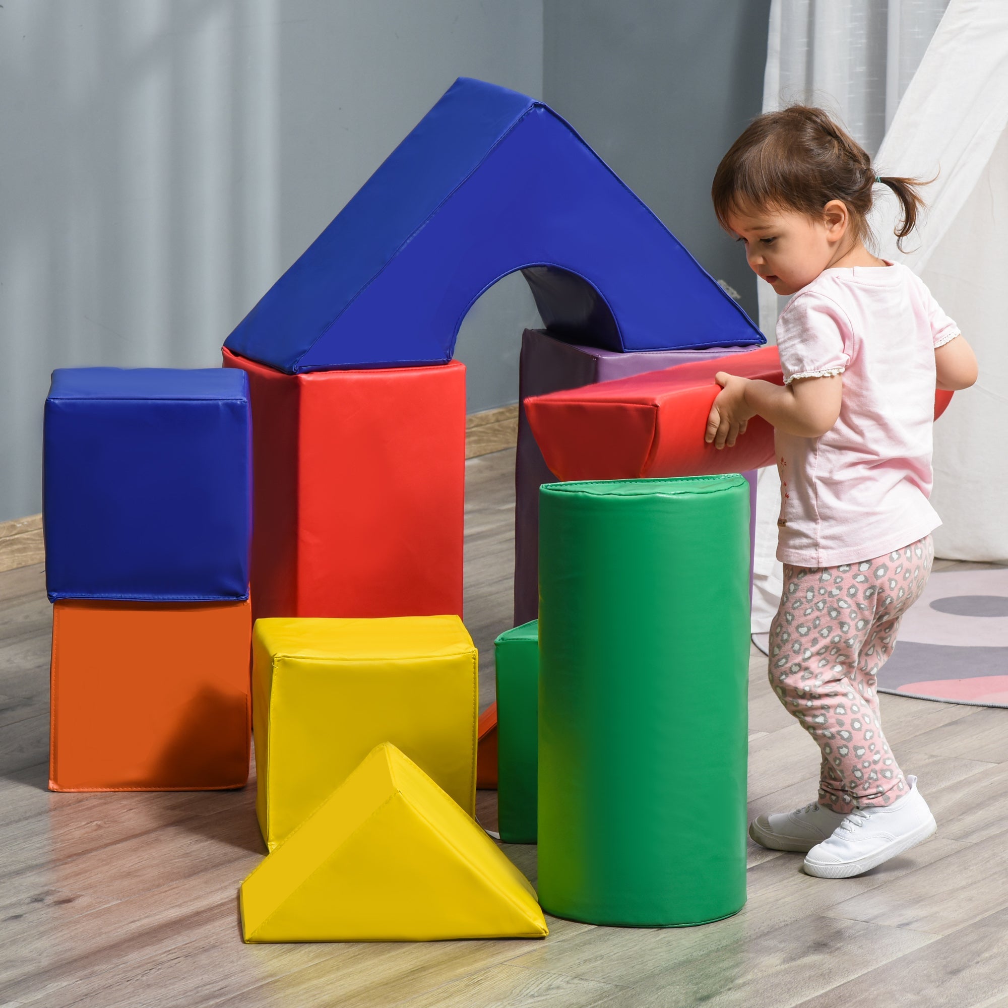 11 Piece Soft Play Blocks Kids Climb and Crawl Gym Toy Foam Building and Stacking Blocks Non-Toxic Learning Play Set Activity Toy Brick-1