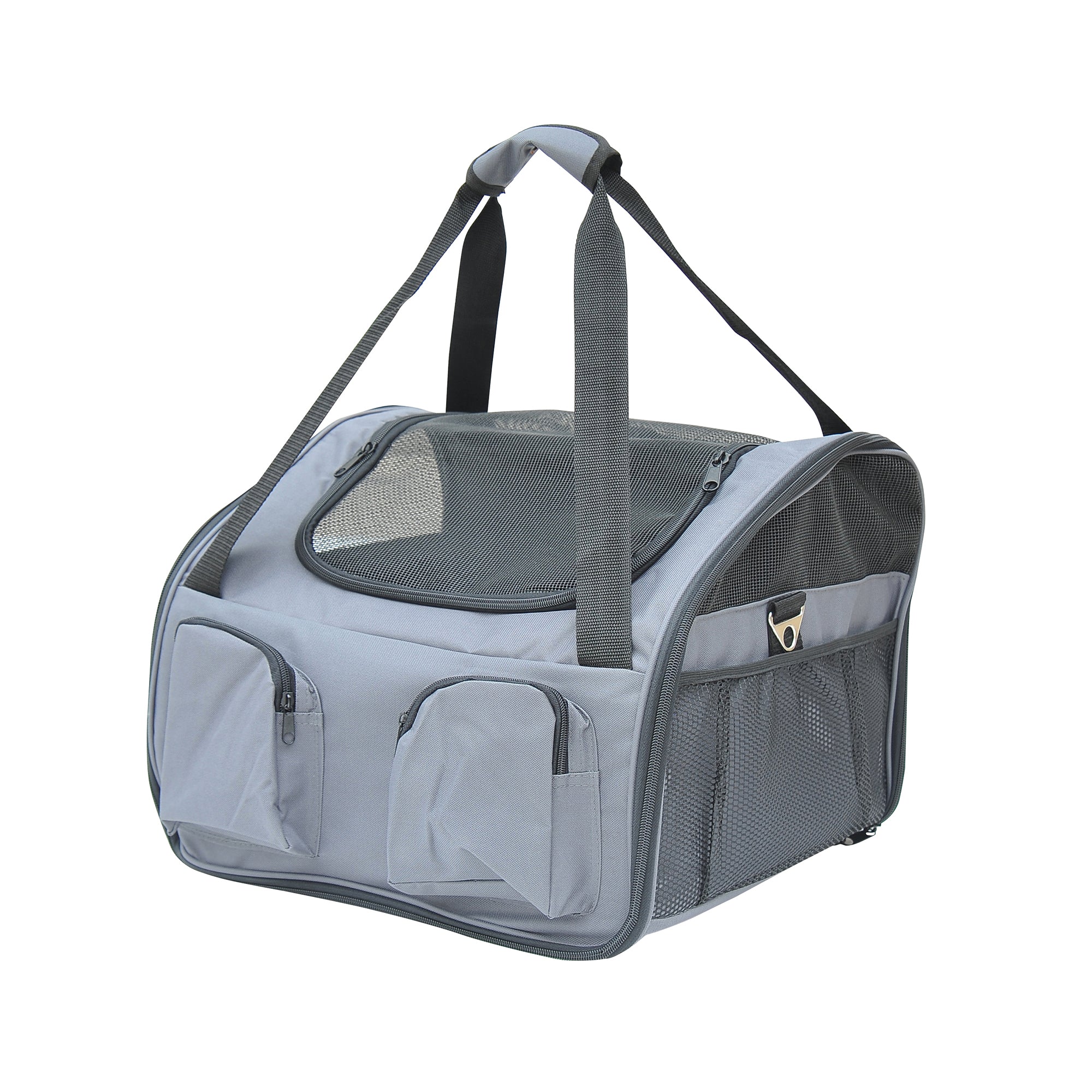 Pet Carrier Portable Cat Carrier Folding Dog Bag with Mesh Windows, 41 x 34 x 30 cm, Grey-0